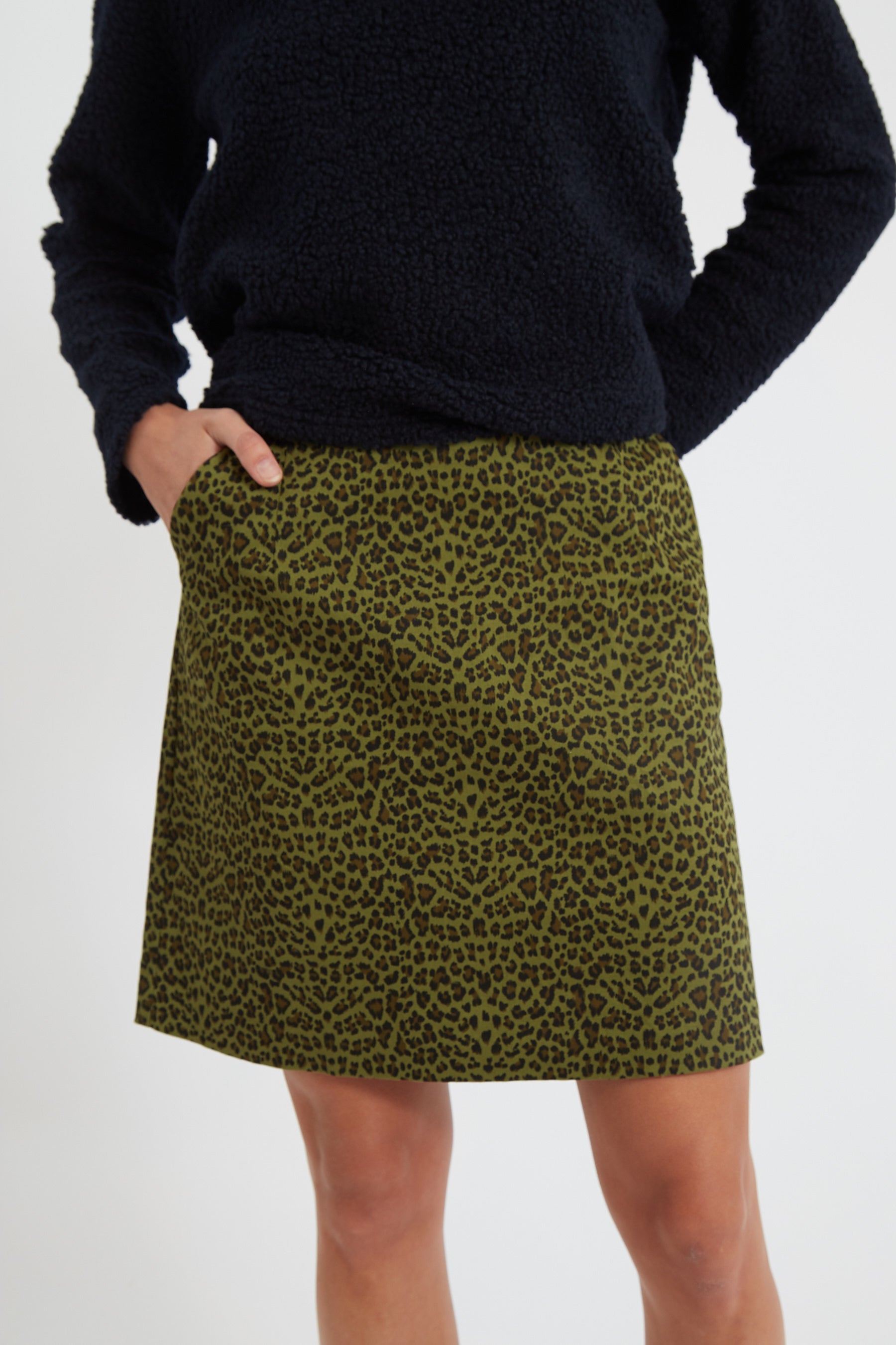 Green leopard print outlet mini skirt