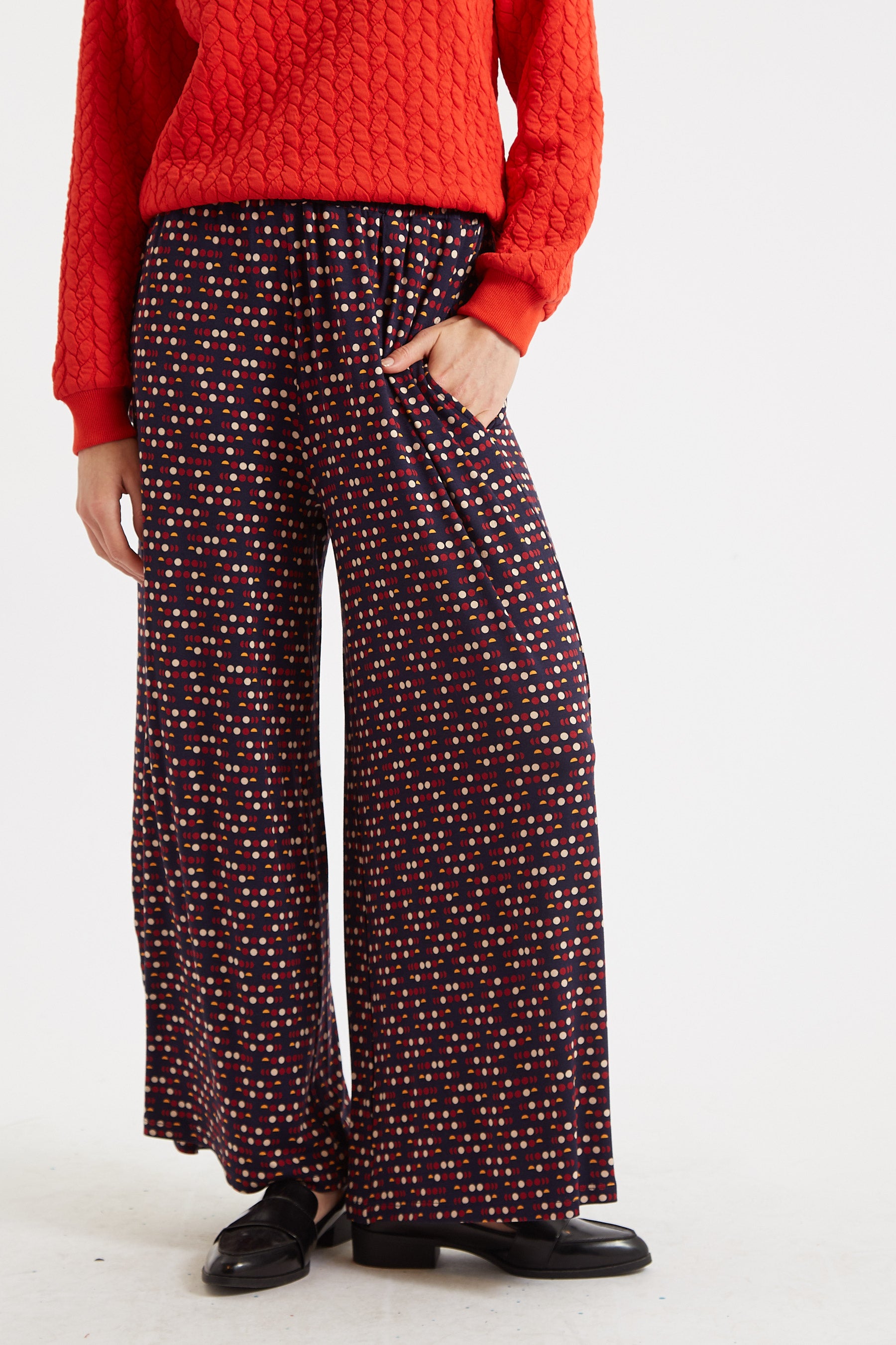 Red polka dot sales trousers