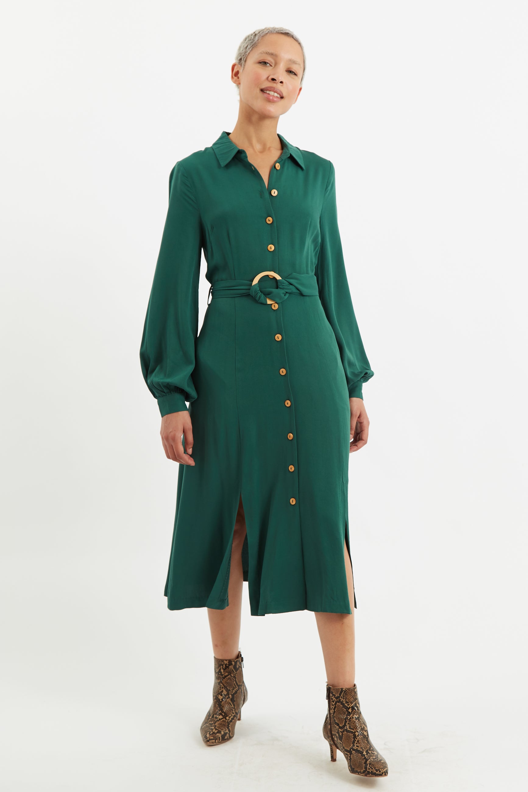 Midi shirt dress with sales slits