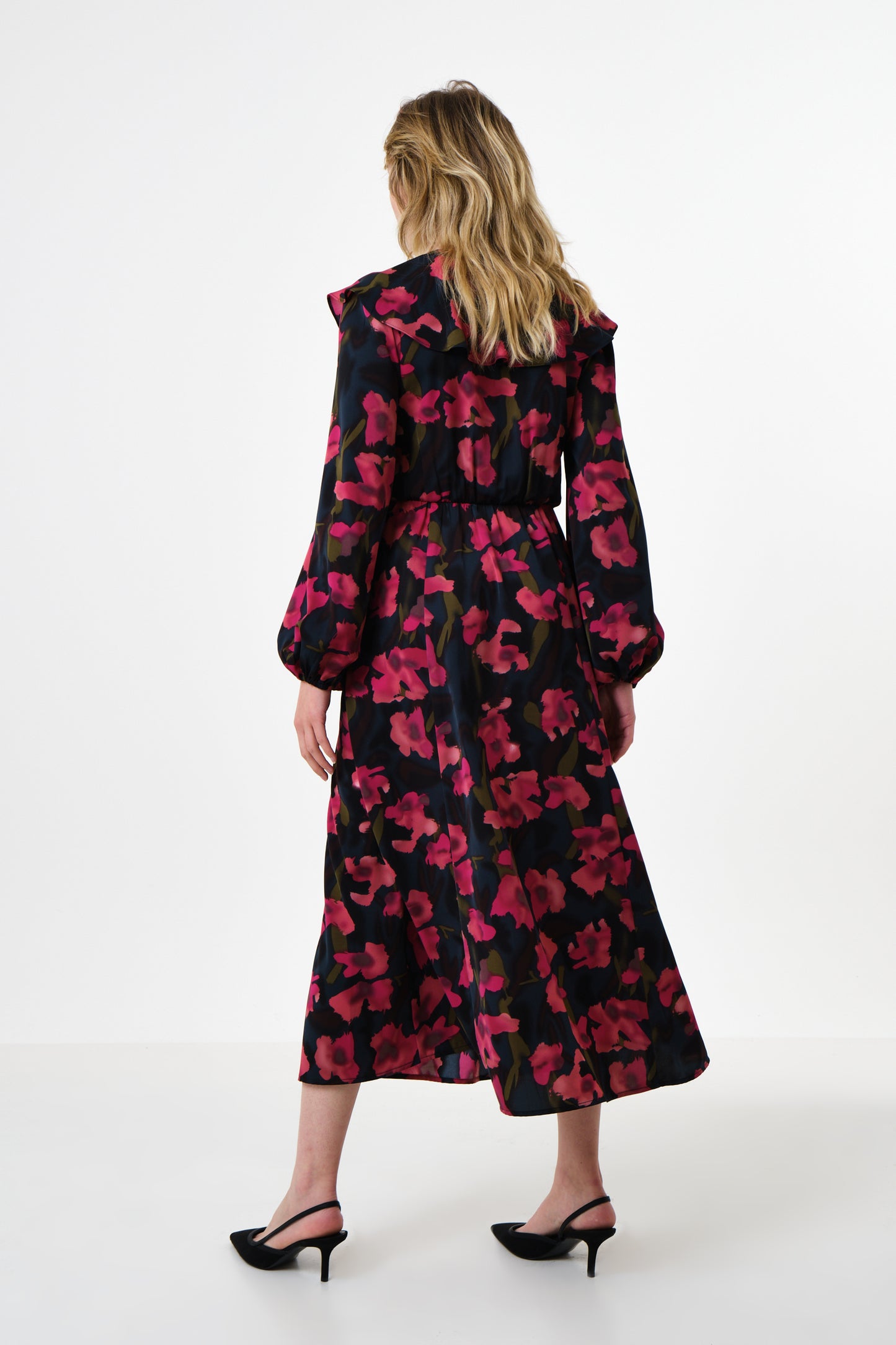 Amada Watermark Floral Print Long Sleeve Midaxi Dress