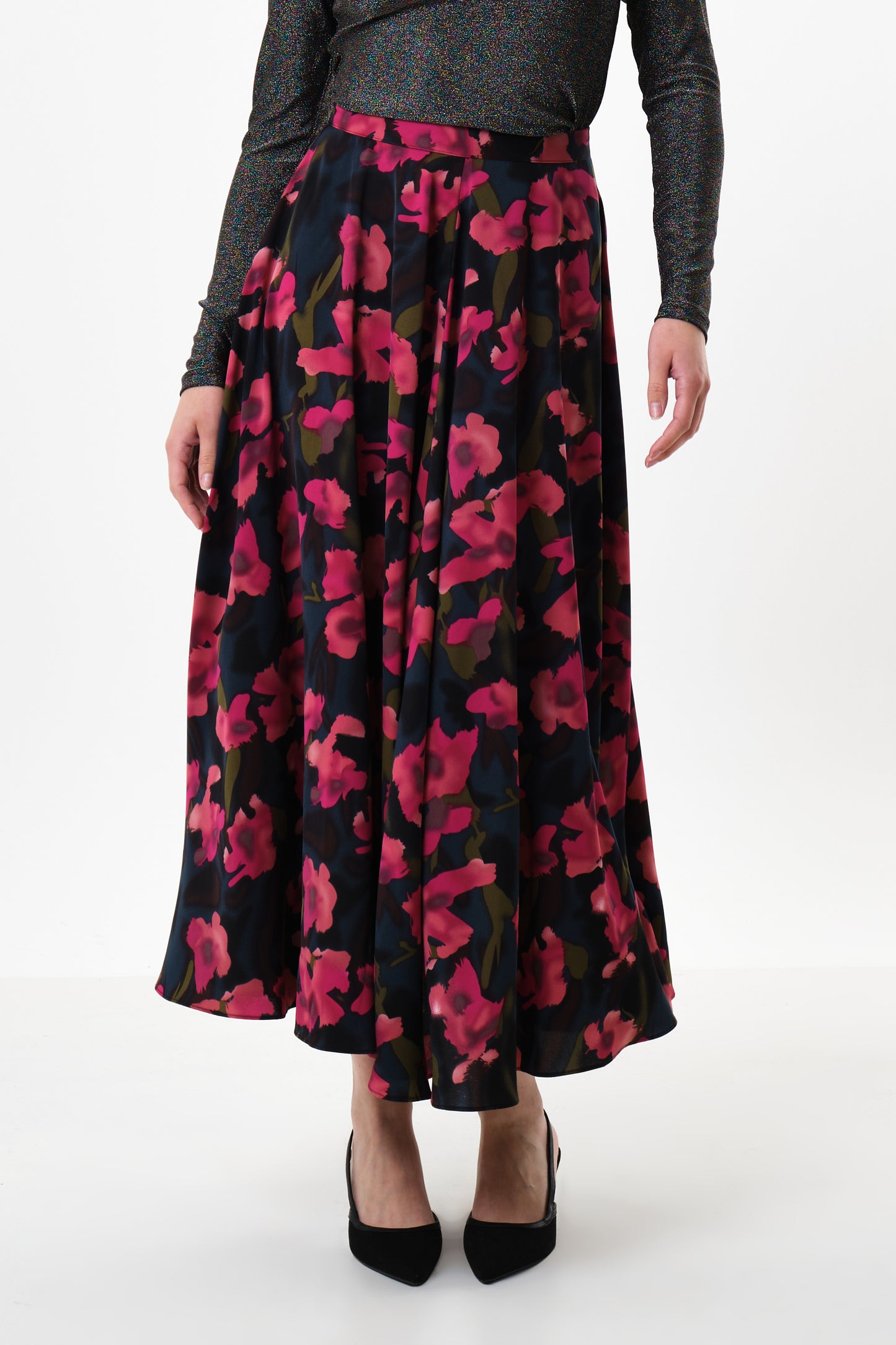 Anza Watermark Floral Print Midaxi Skirt