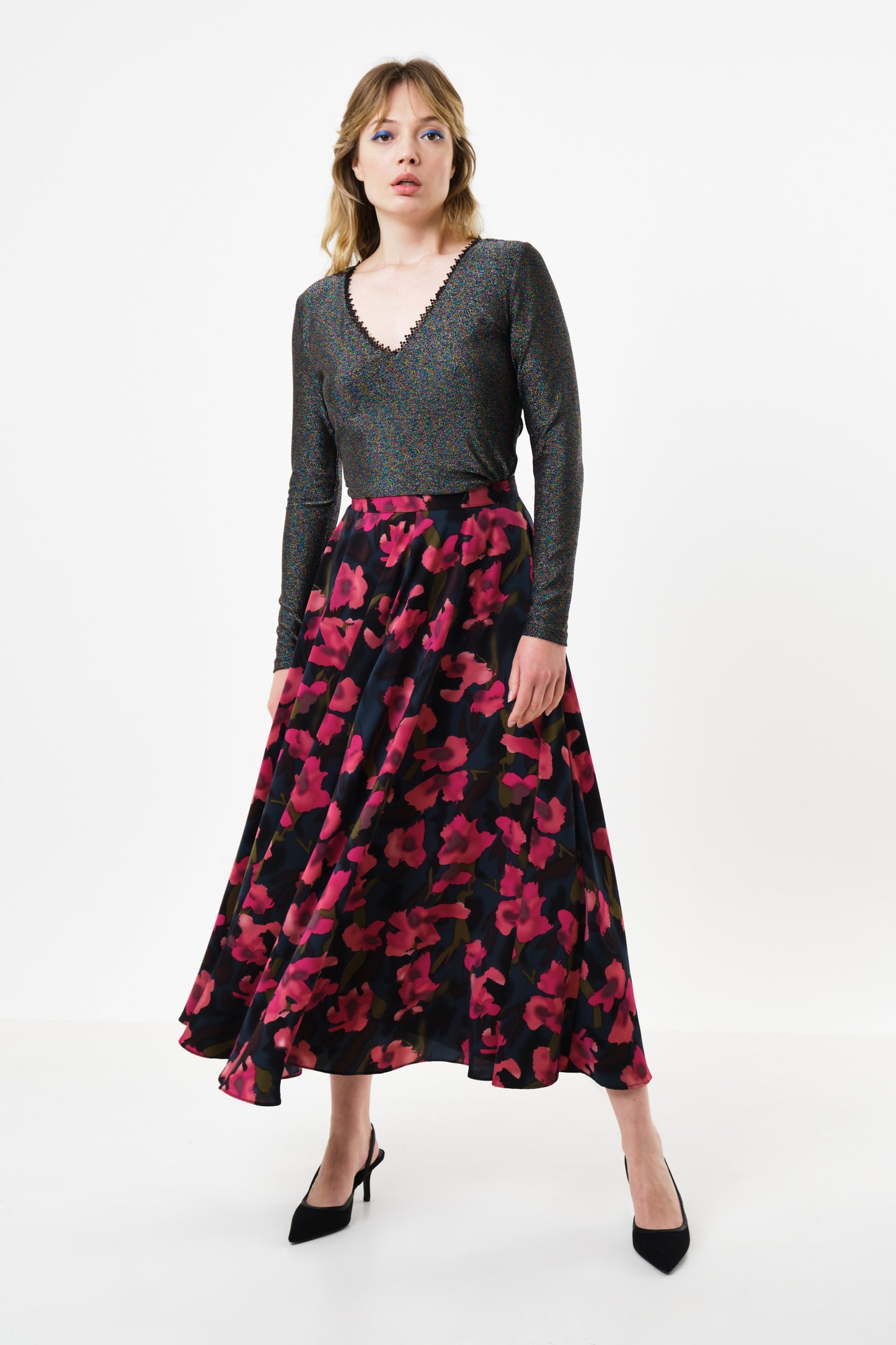 Anza Watermark Floral Print Midaxi Skirt