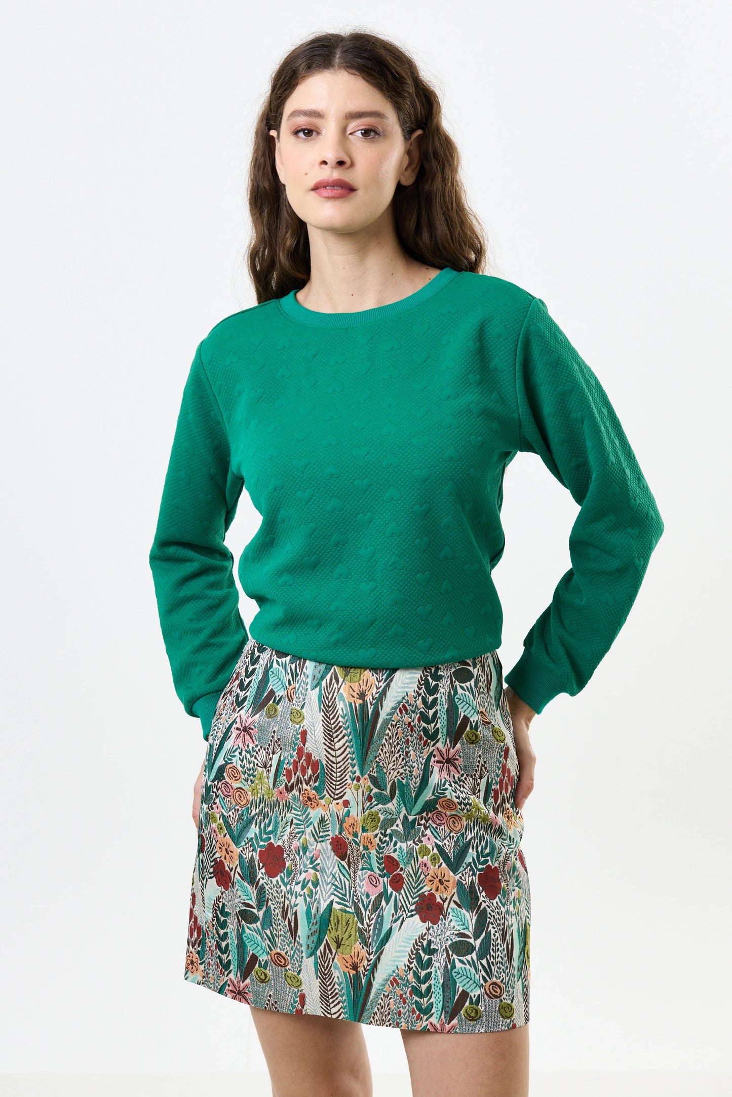 Aubin Jungle Jacquard A-line Mini Skirt - Green