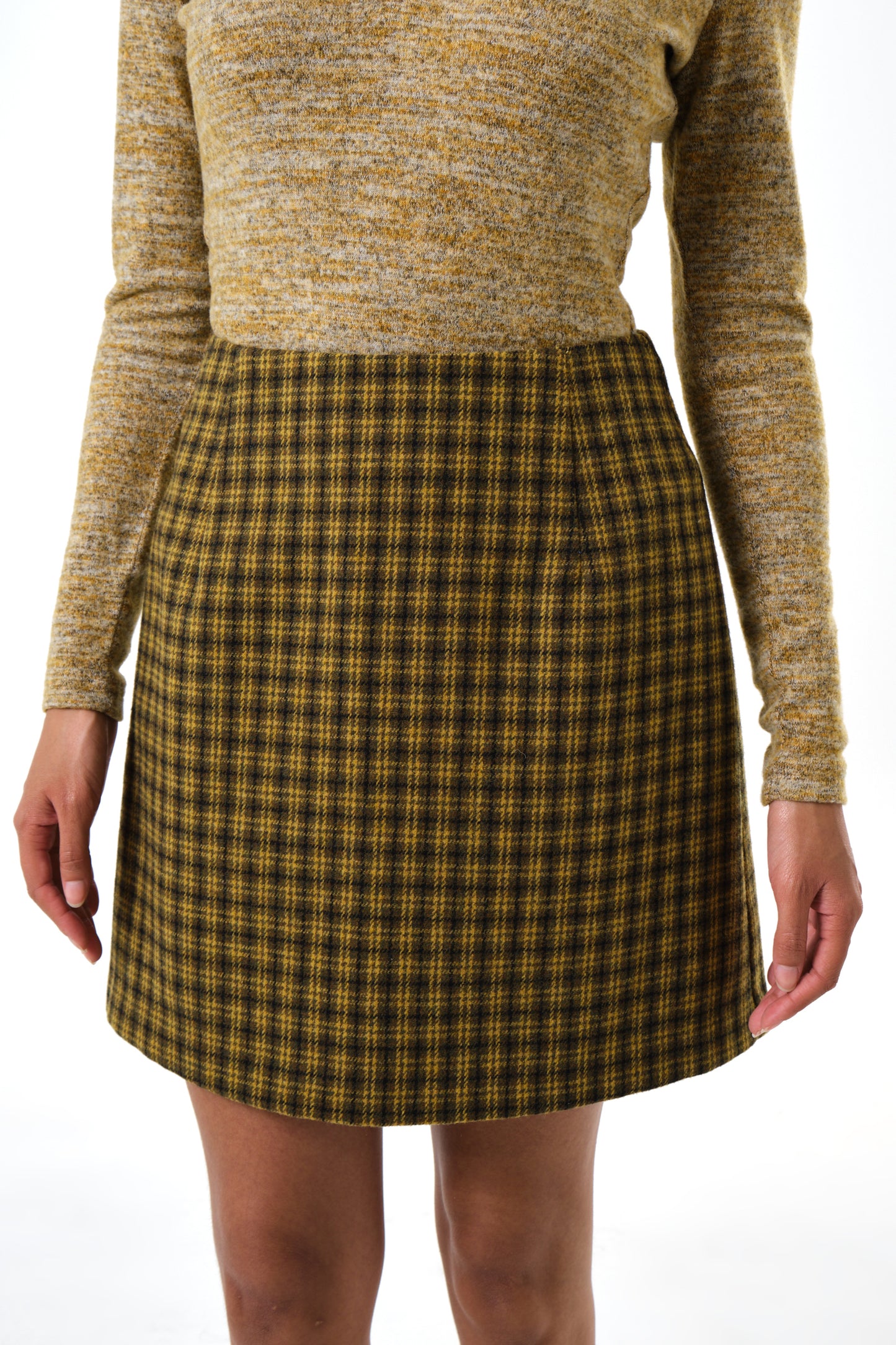 Aubin Wyoming Check A-Line Mini Skirt - Mustard