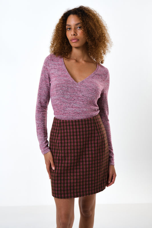 Aubin Wyoming Check A-Line Mini Skirt - Pink