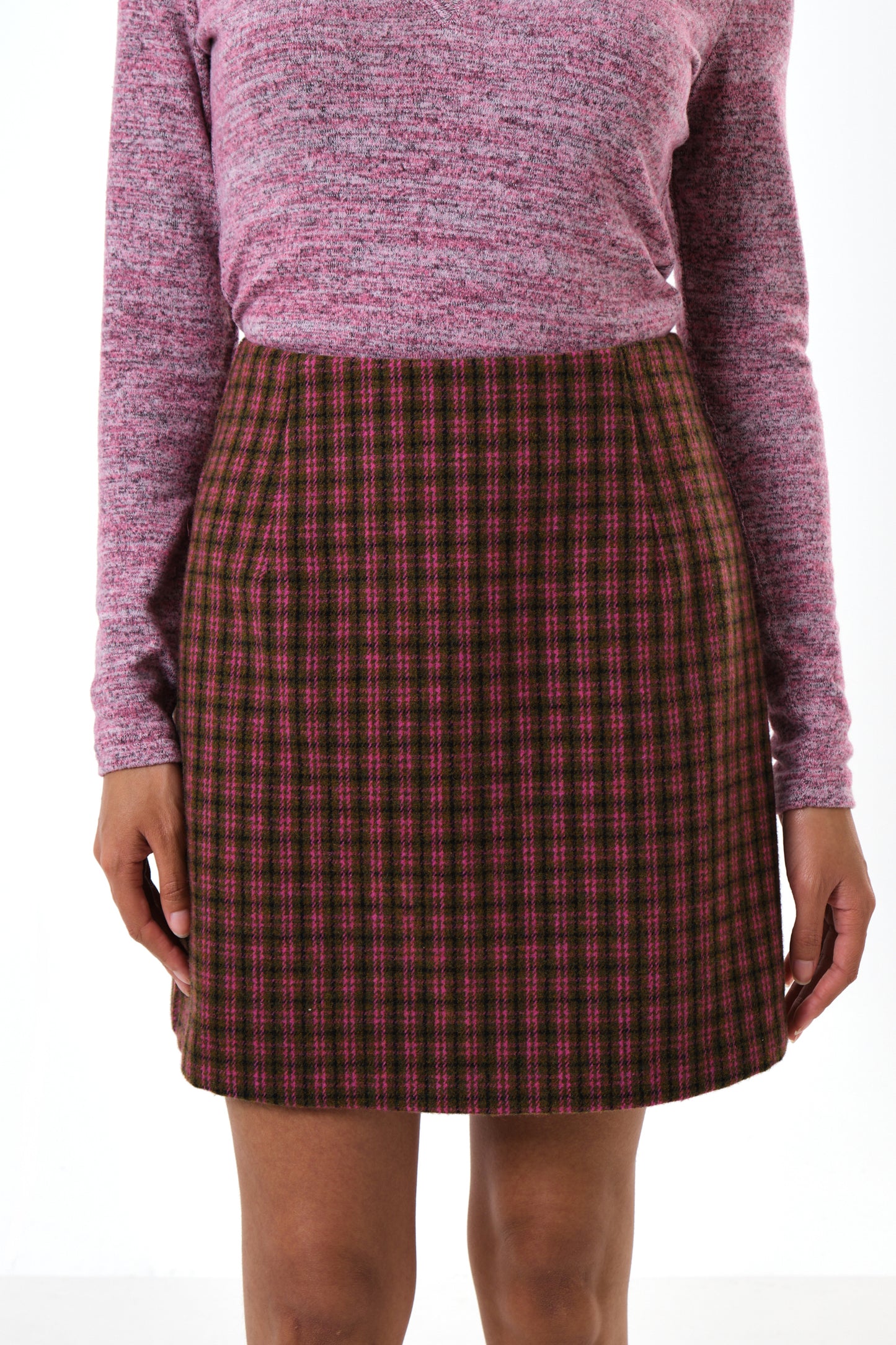 Aubin Wyoming Check A-Line Mini Skirt - Pink