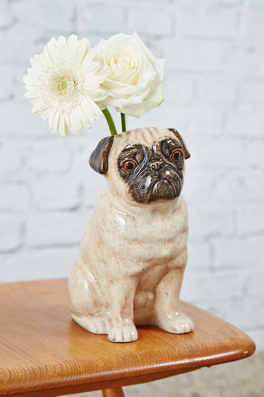 Pug Hand Painted Ceramic Vase