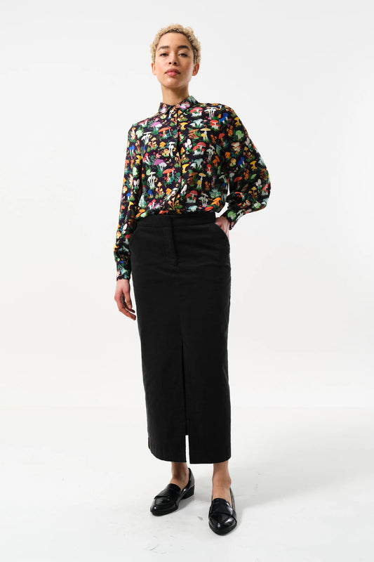 Balthazar Baby cord Black Midi Pencil Skirt