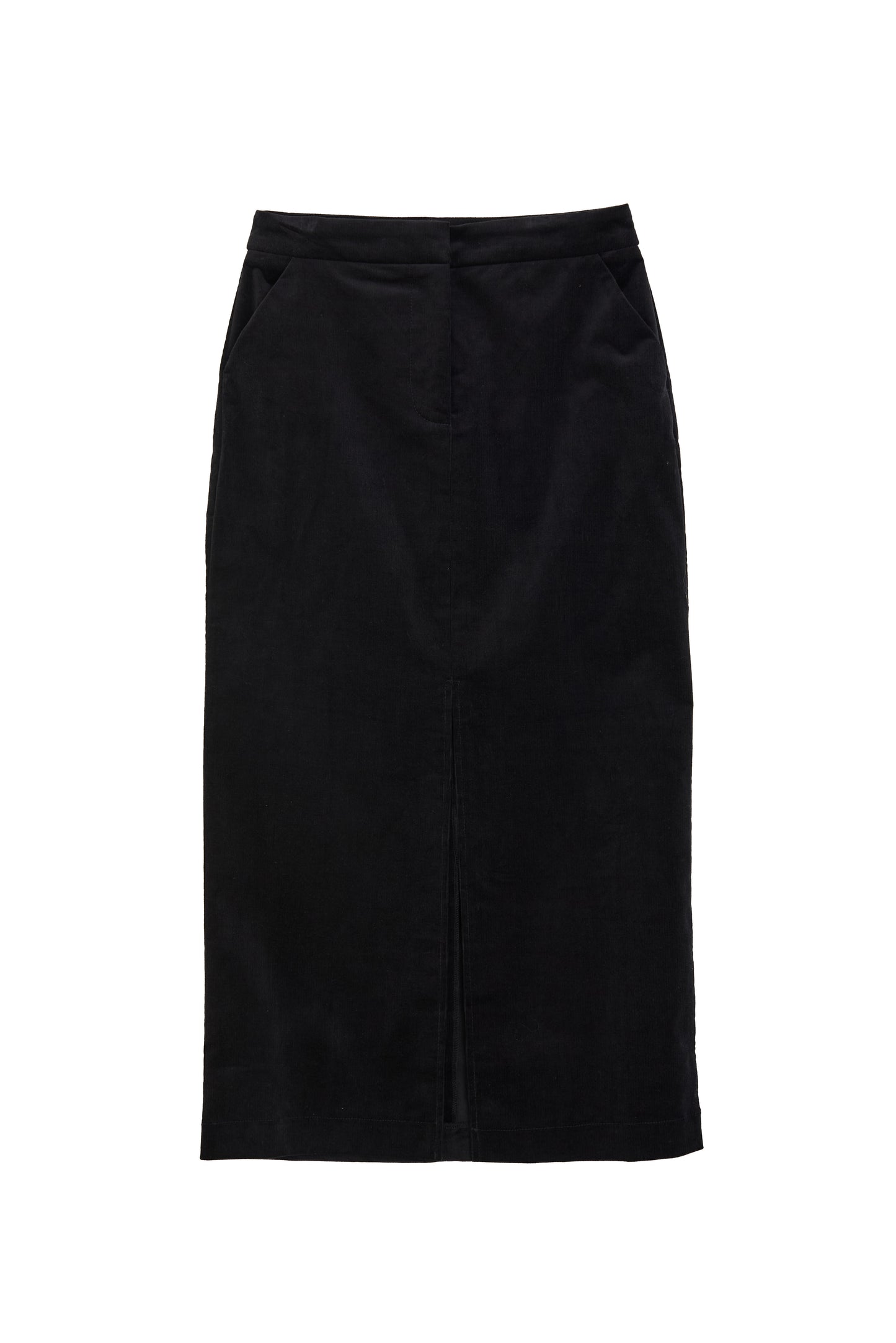 Balthazar Babycord Black Midi Pencil Skirt