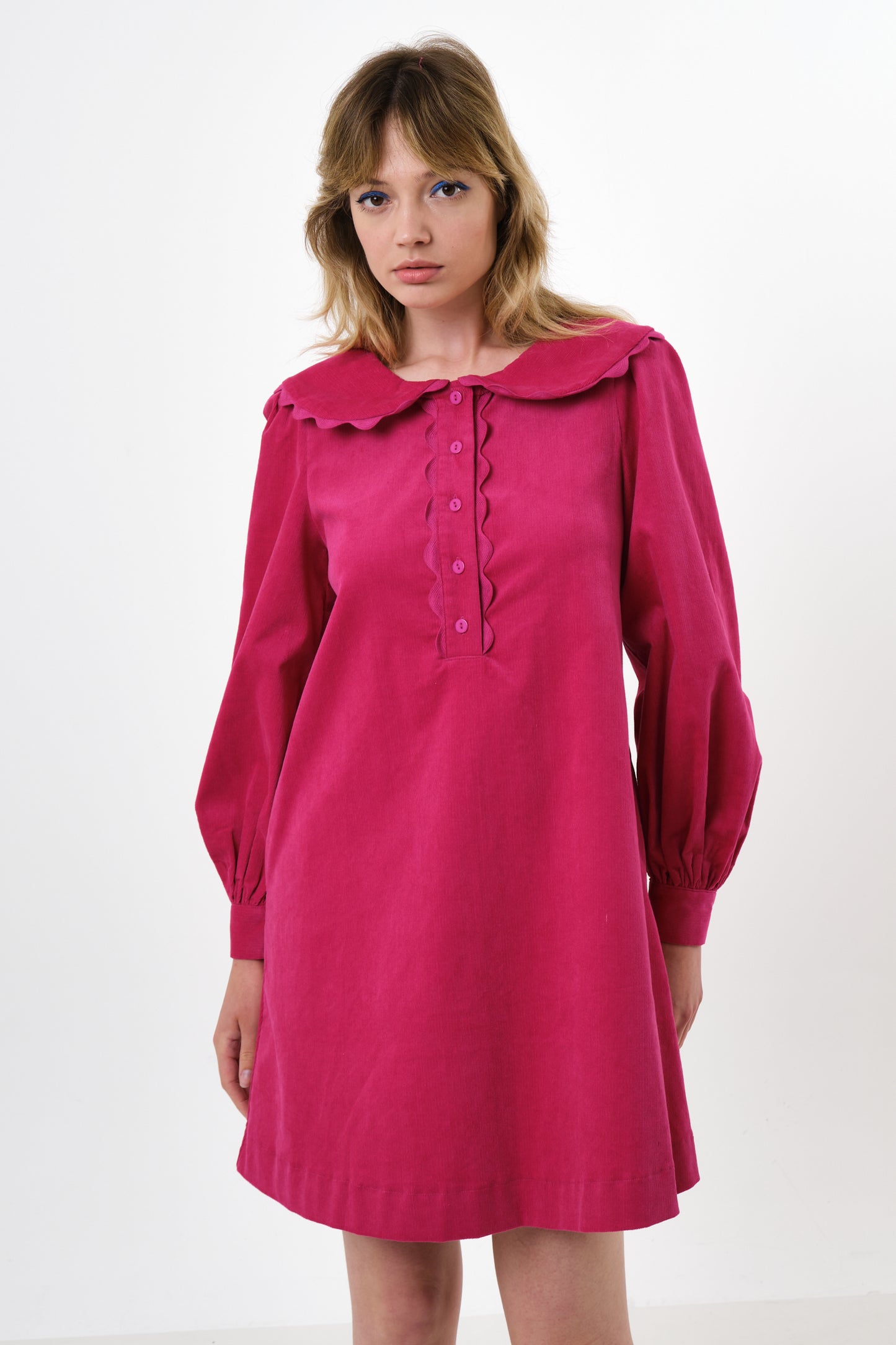 Bonny Baby cord Long Sleeve Mini Dress - Pink