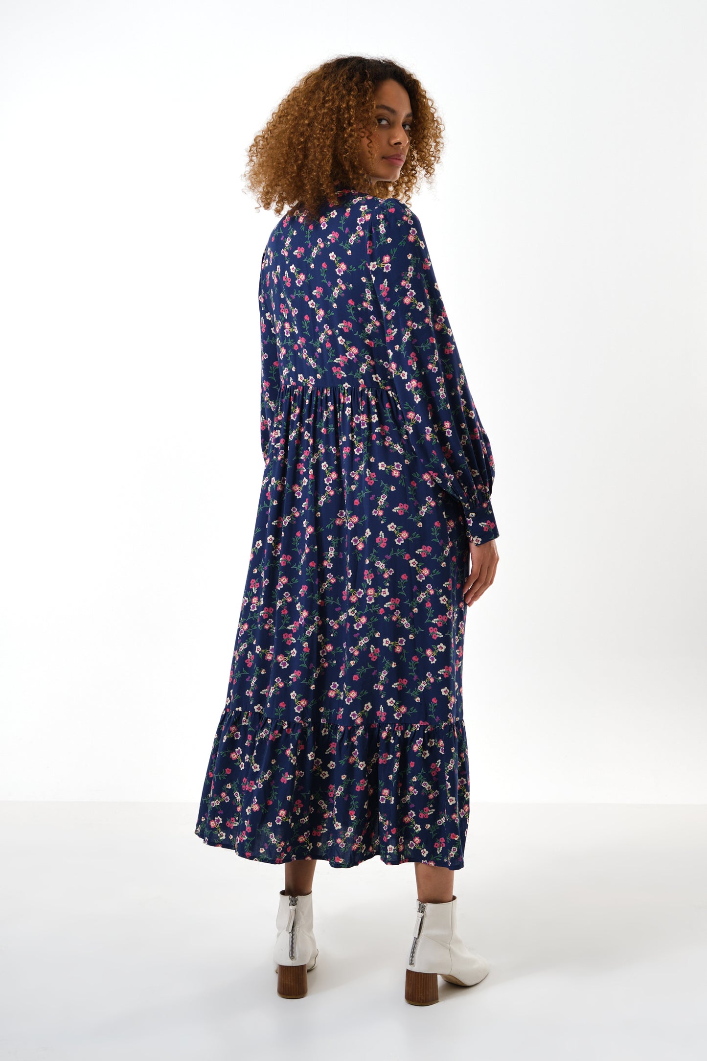 Bricia Naïve Posy Print Tiered Midi Dress - Navy