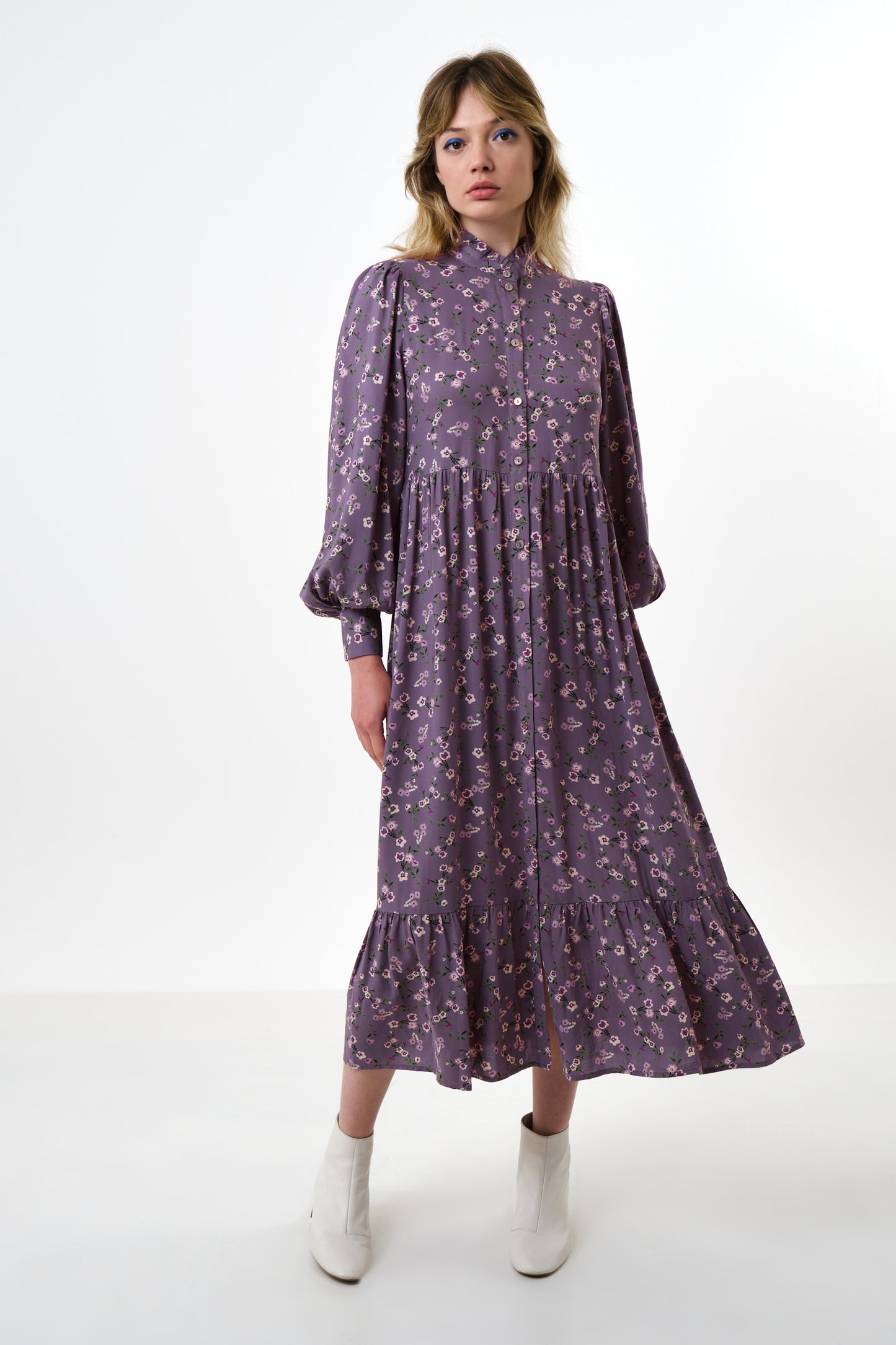 Bricia Naïve Posy Print Tiered Midi Dress - Violet