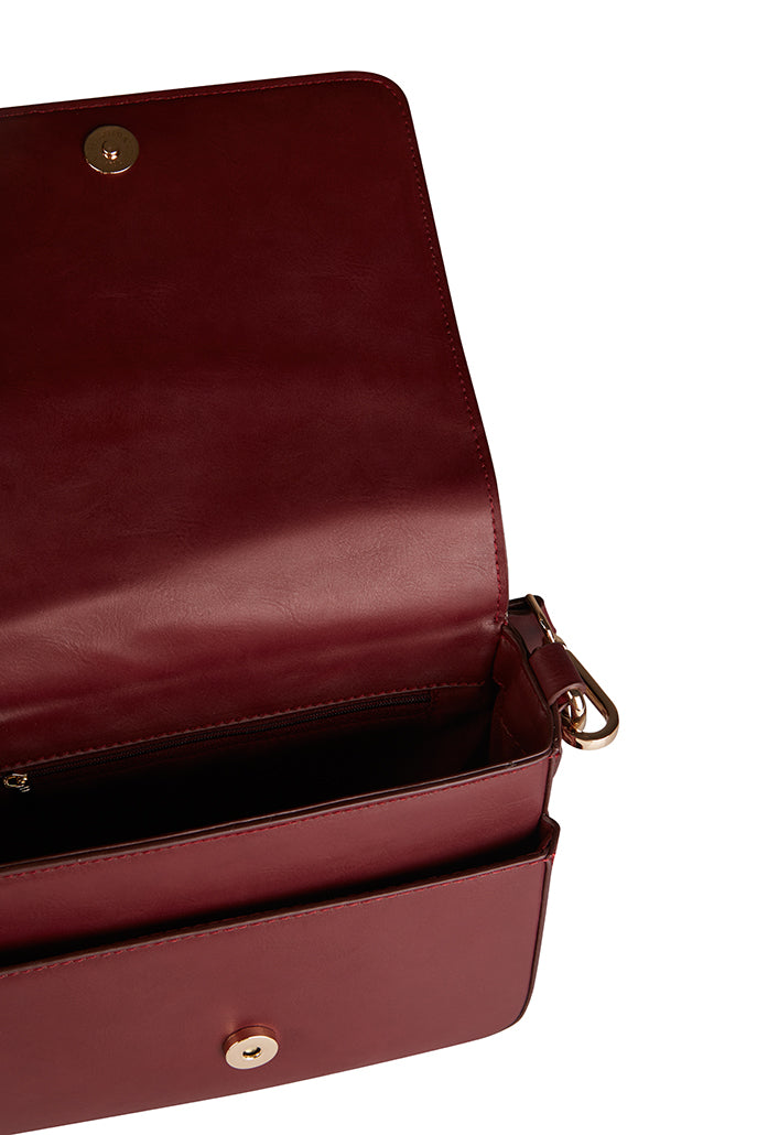 Baye  Grey & Burgundy Crossbody Bag