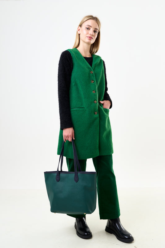 Amelia Contrast Strap Tote Bag  - Green