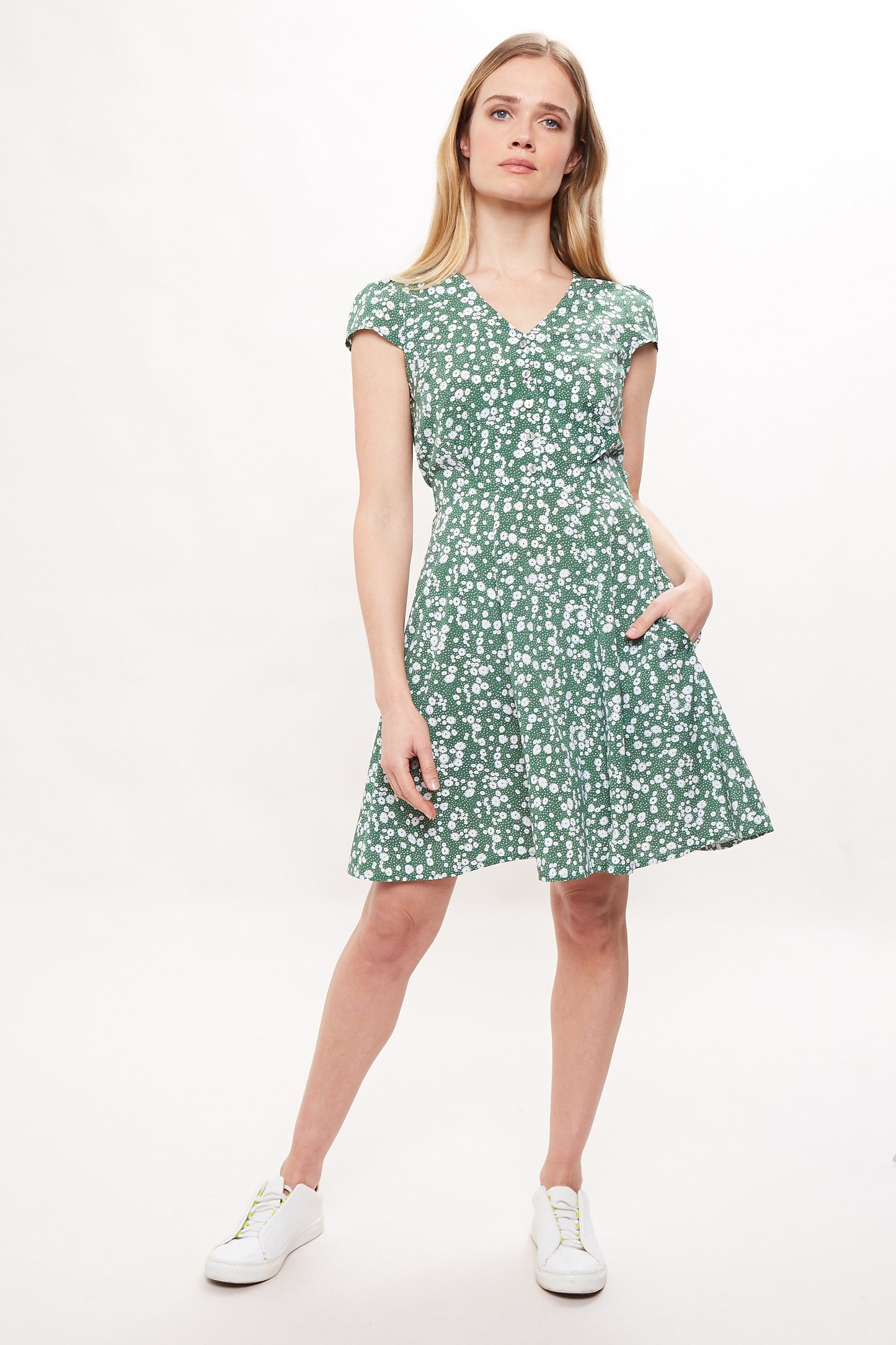 Cathleen Green Flower Dot Tea Dress