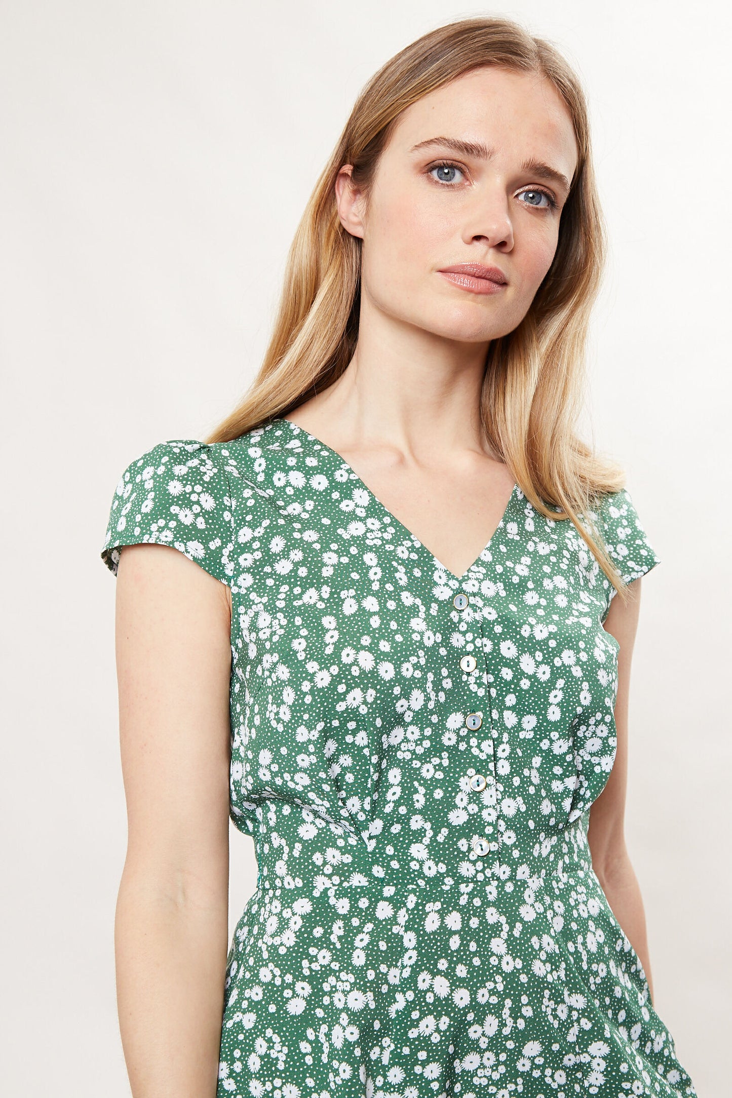 Cathleen Green Flower Dot Tea Dress