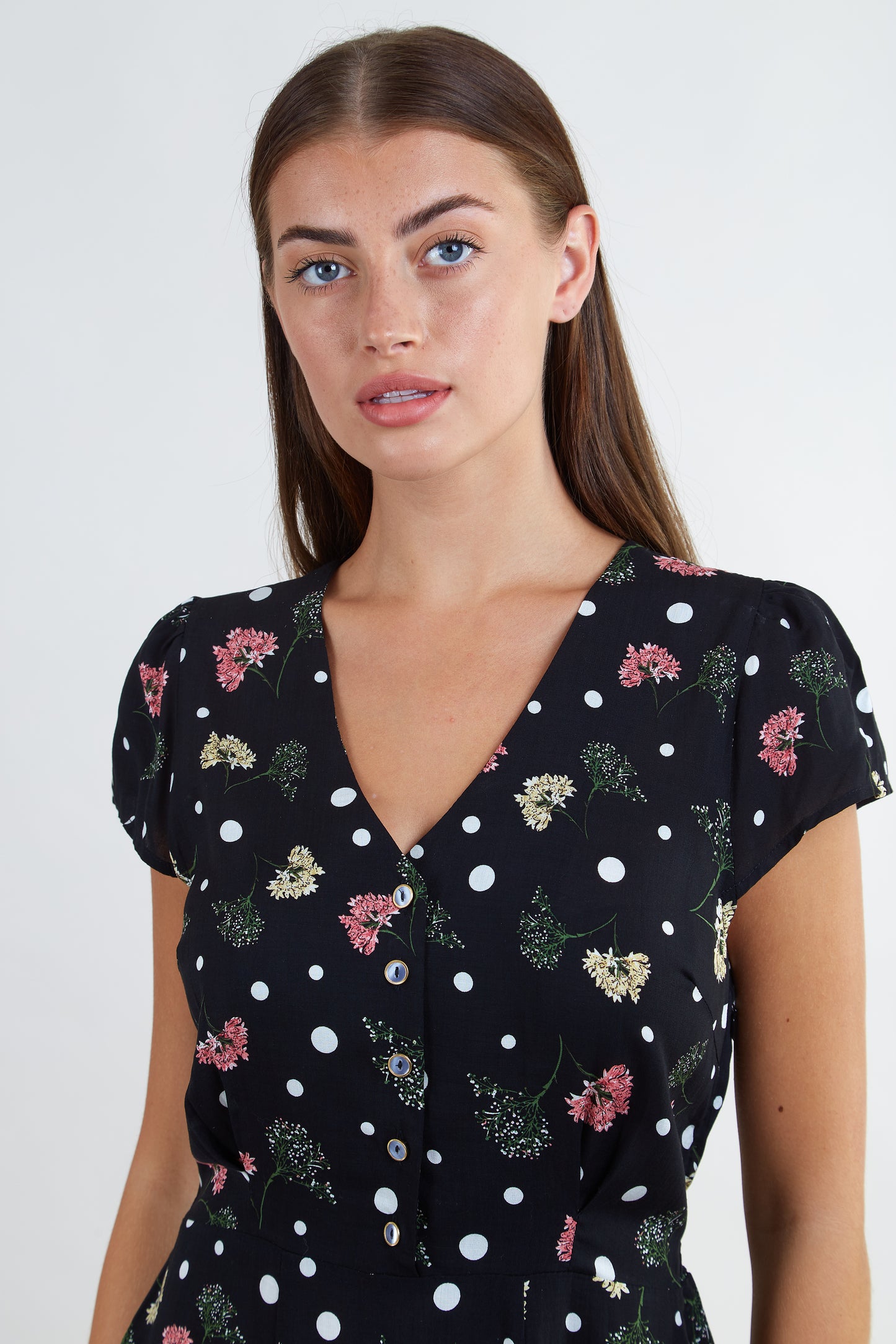 Cathleen Elderflower Print Mini Tea Dress