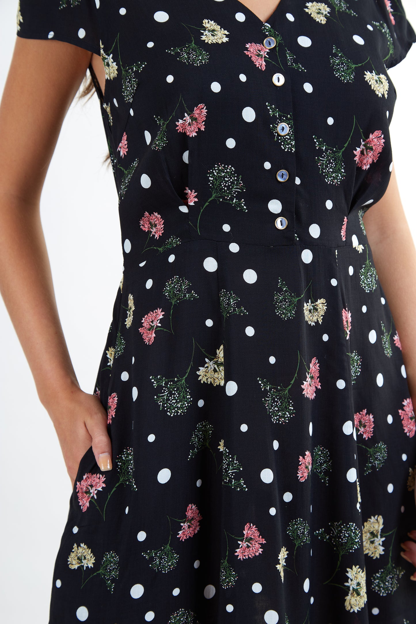 Cathleen Elderflower Print Mini Tea Dress