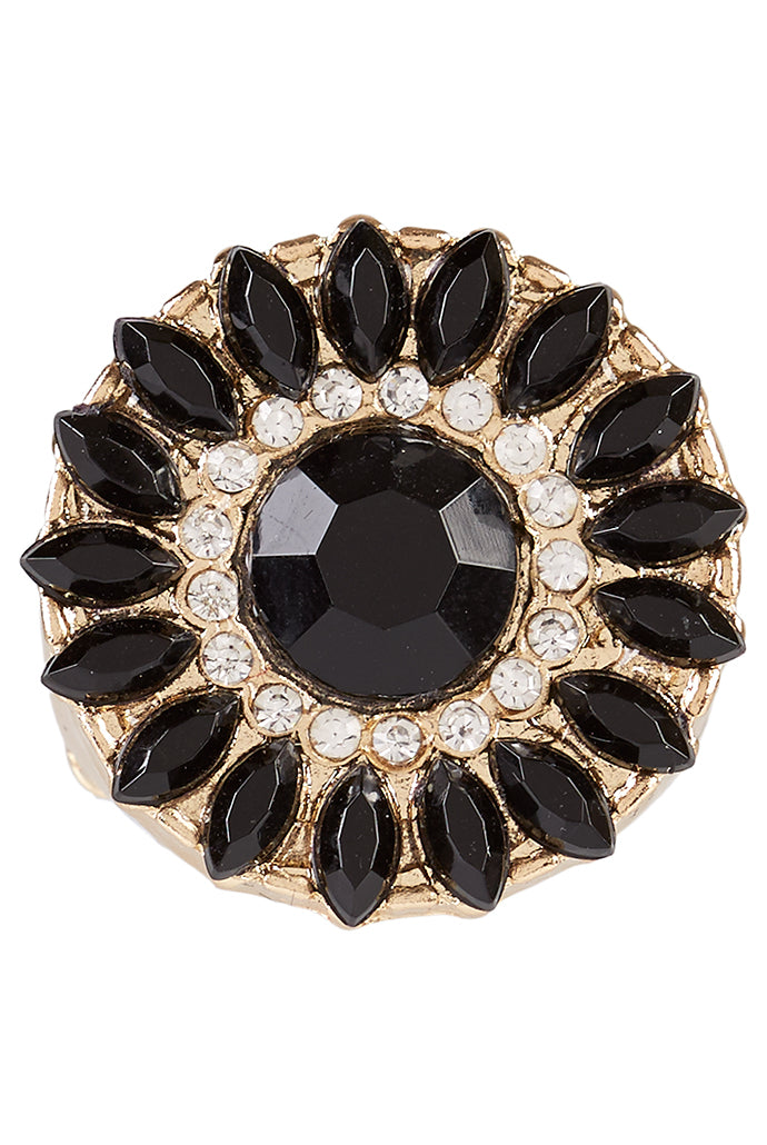 Chloe Black Stone Studded Signet Ring