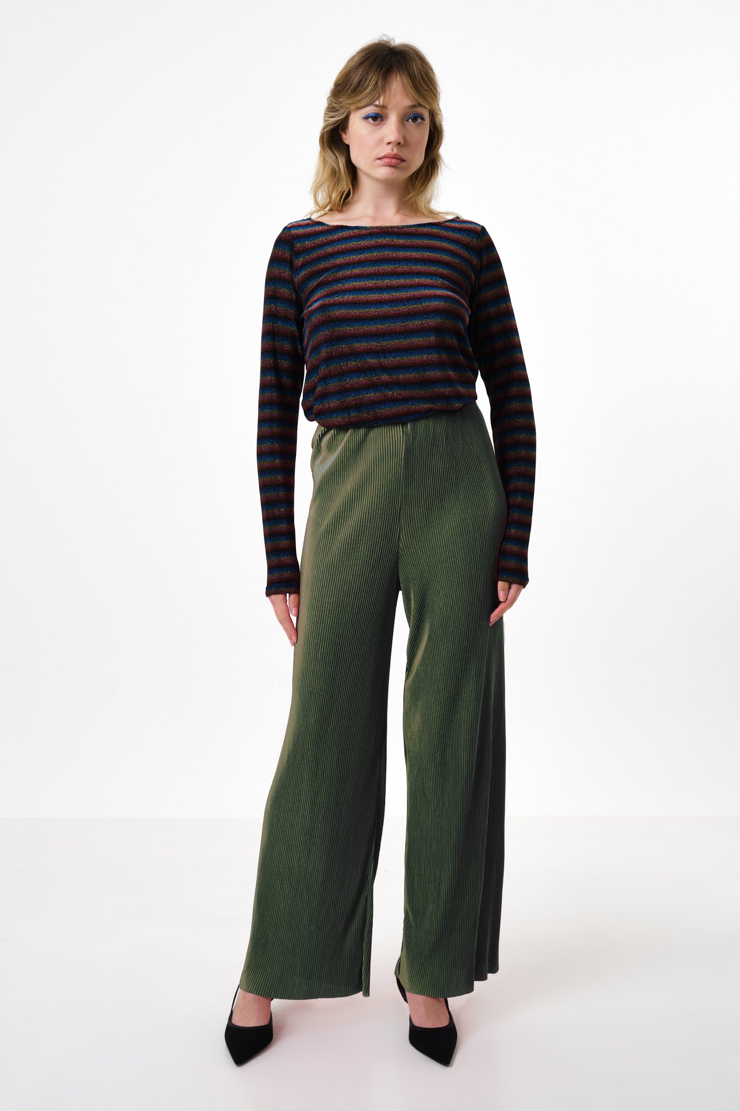 Clothide Pleated Wide Leg Trousers - Sage