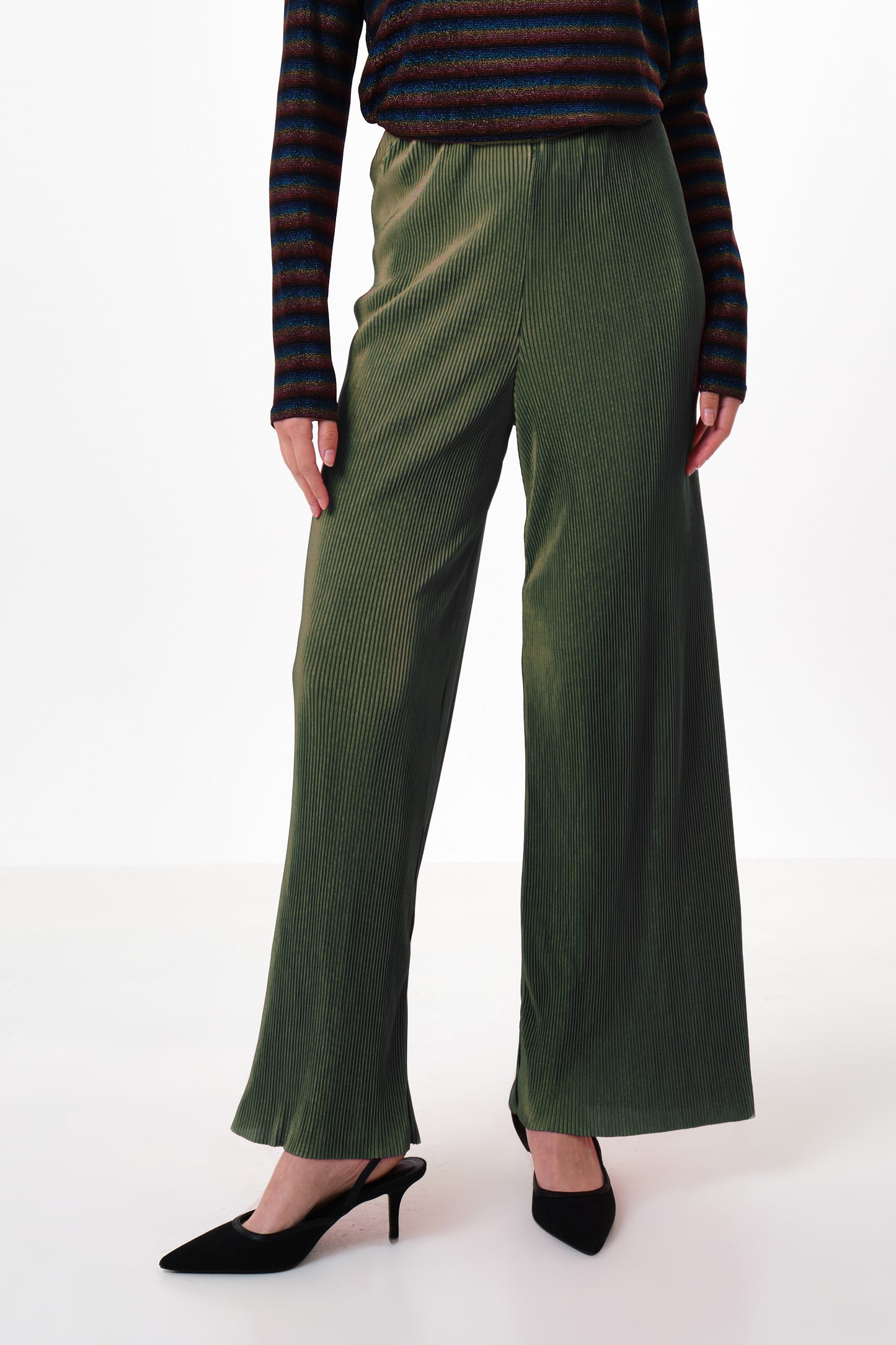 Clothide Pleated Wide Leg Trousers - Sage