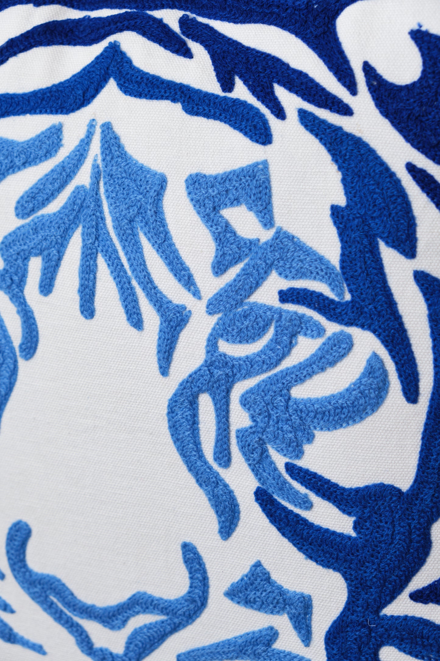 Blue Embroidered Tiger Cushion