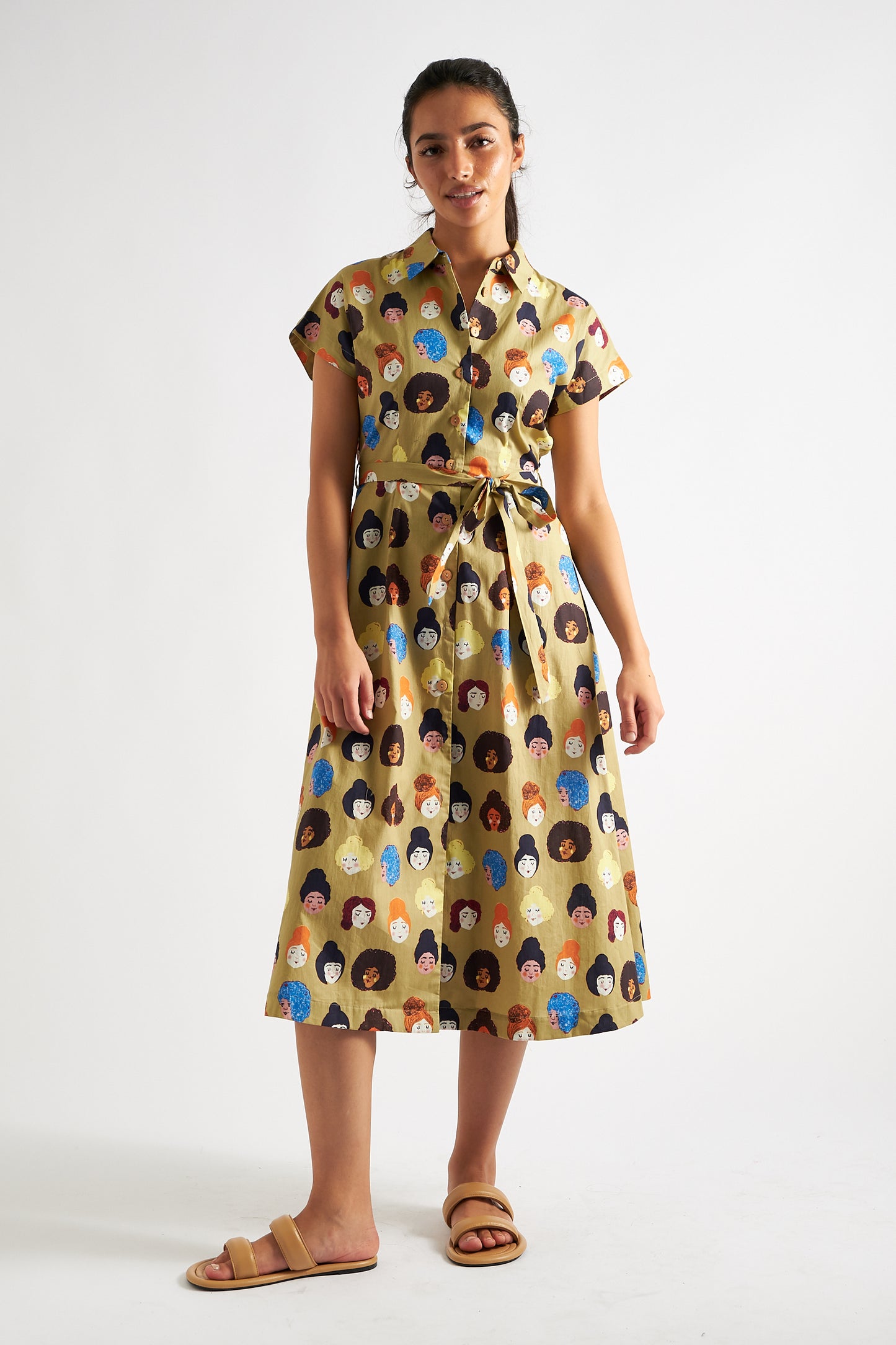 Dancia Besties Print Midi Shirt Dress