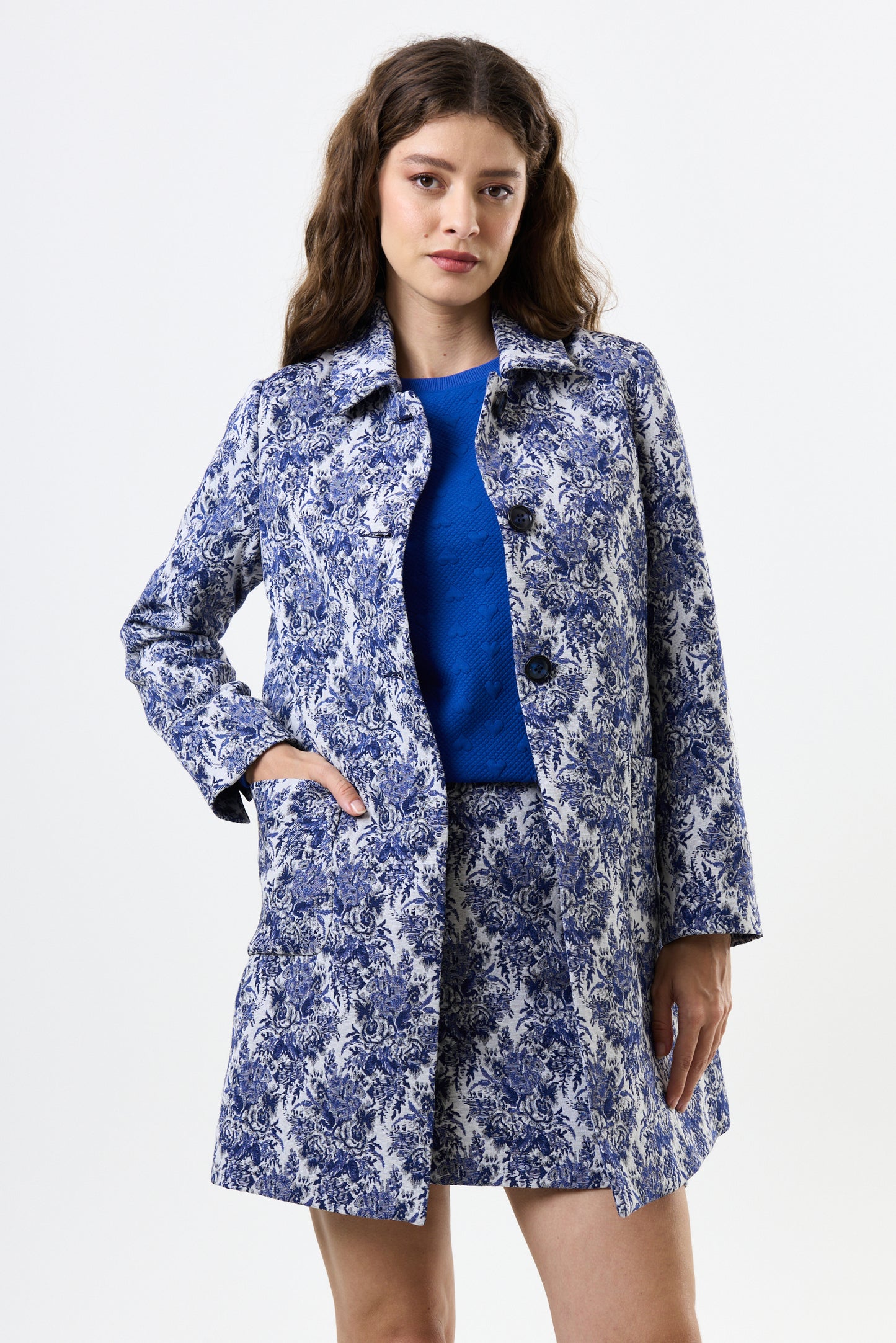 Dryden Wedgewood Jacquard Short Coat