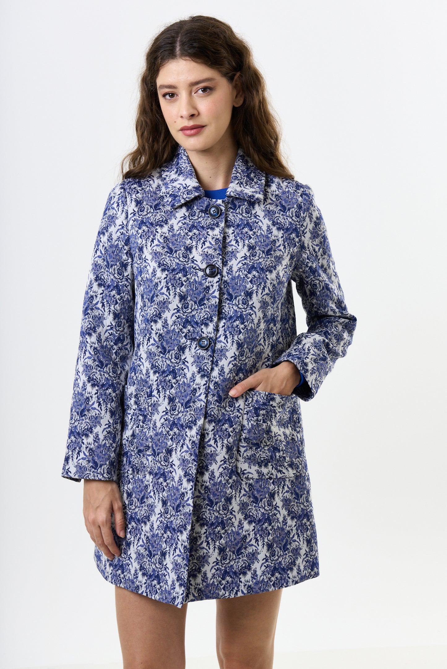 Dryden Wedgewood Jacquard Short Coat