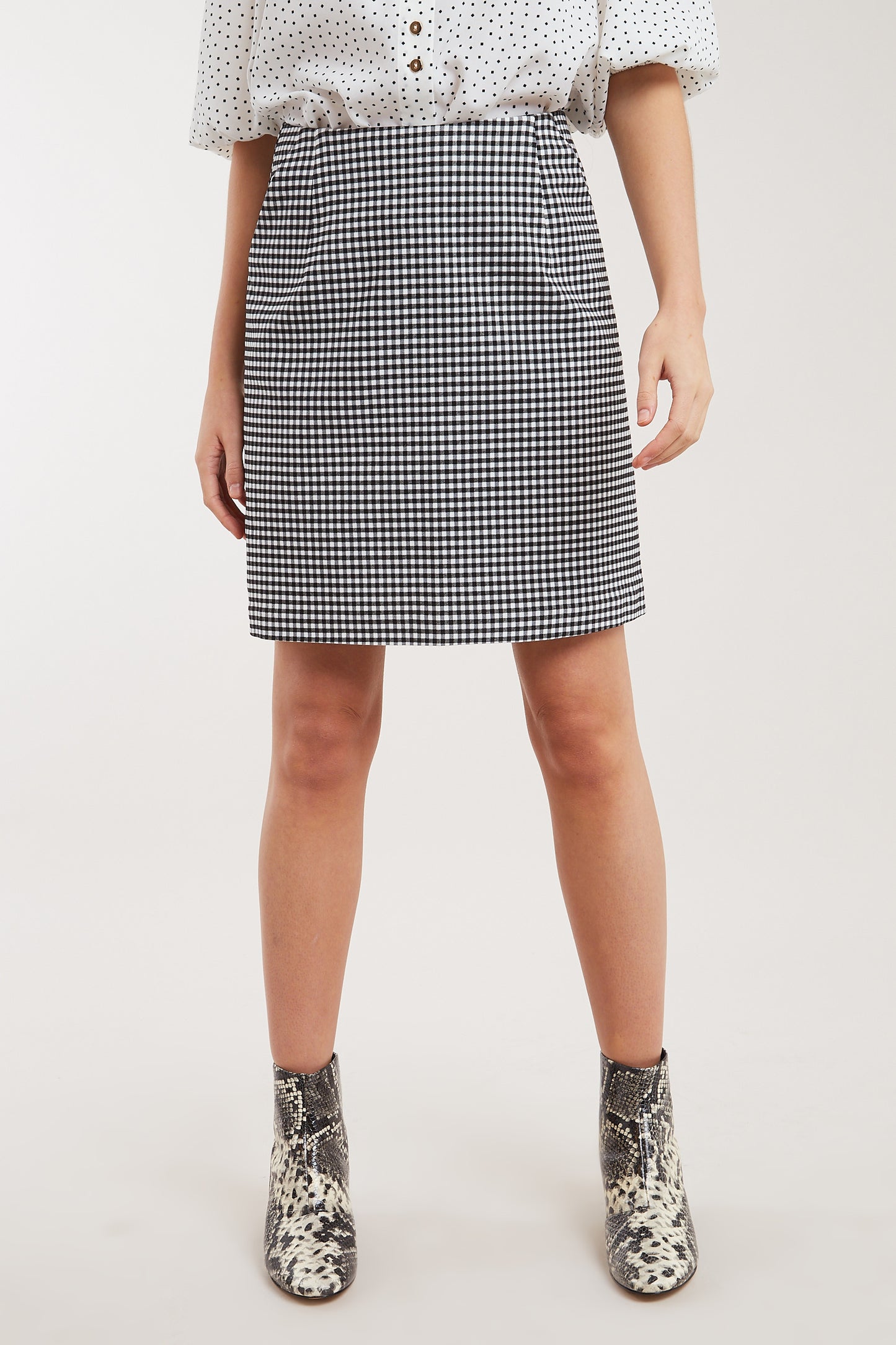 Dylan Black And White Gingham Mini Skirt