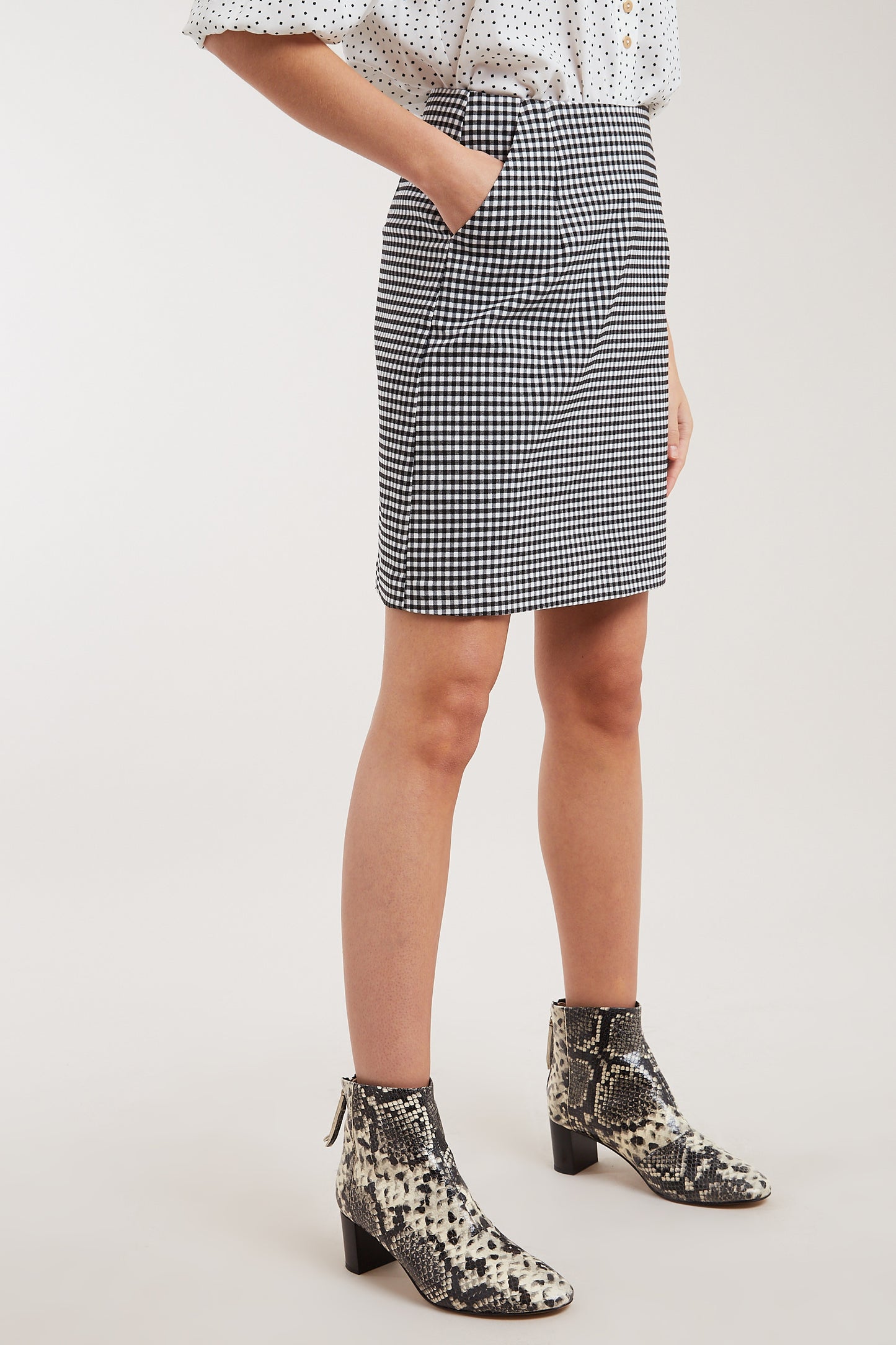 Dylan Black And White Gingham Mini Skirt