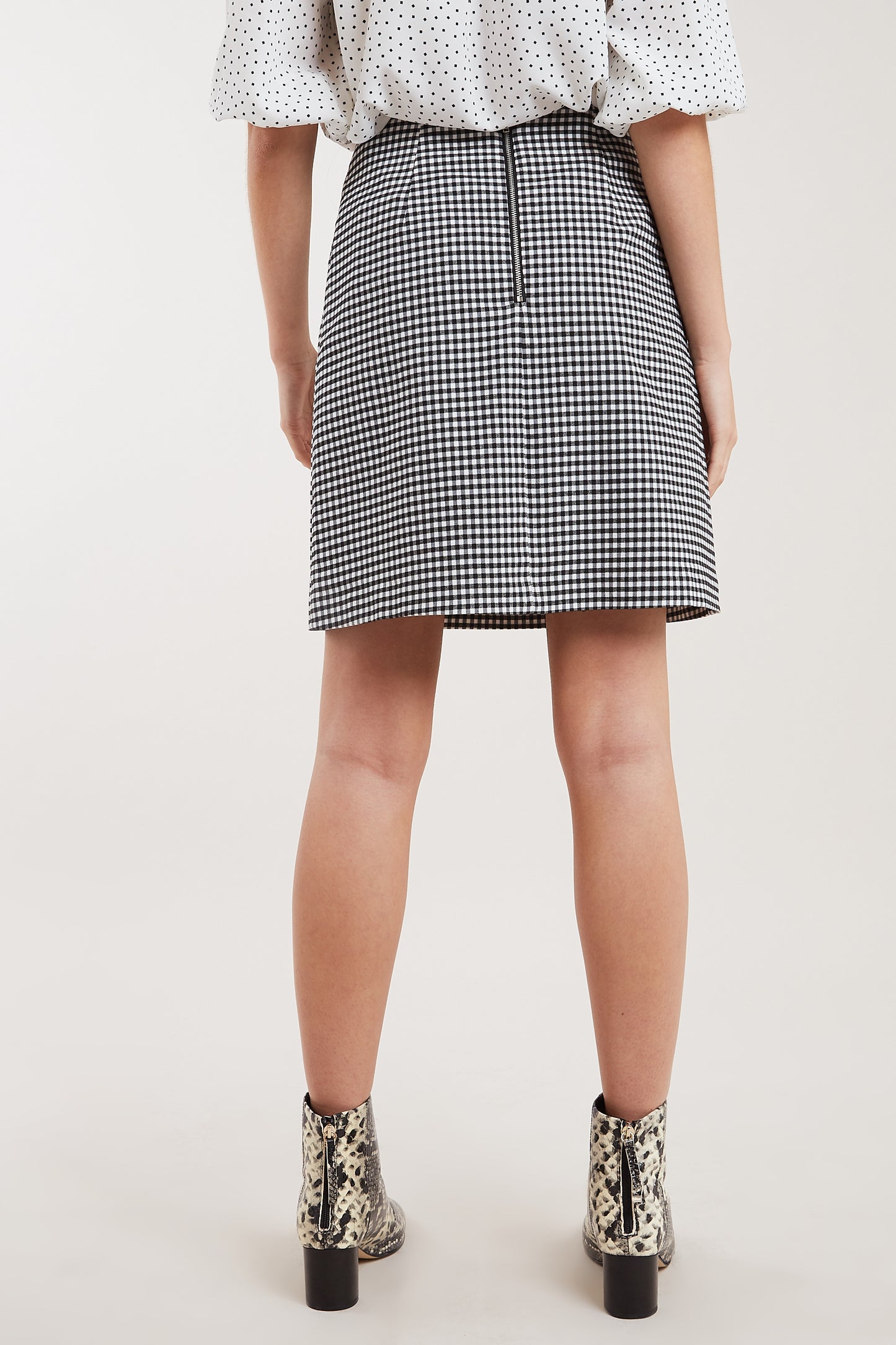 Dylan Black And White Gingham Mini Skirt