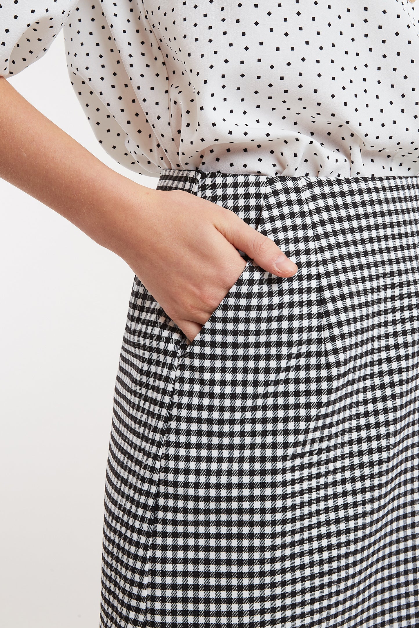 Dylan Black And White Gingham Mini Skirt