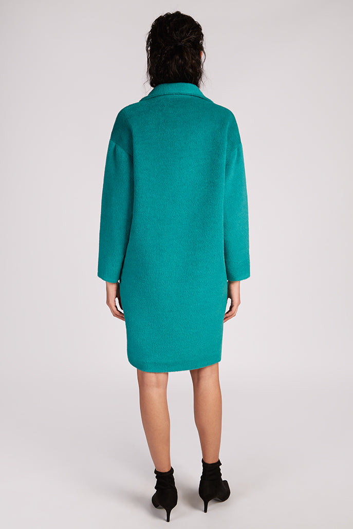 Donalda Turquoise High Neck Coat