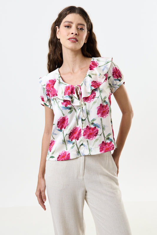 Eloise Loveflower Print Puff Sleeve Blouse