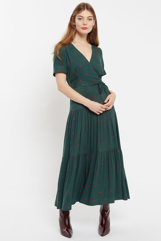 Emin Ladybird Print Tie Midi Dress