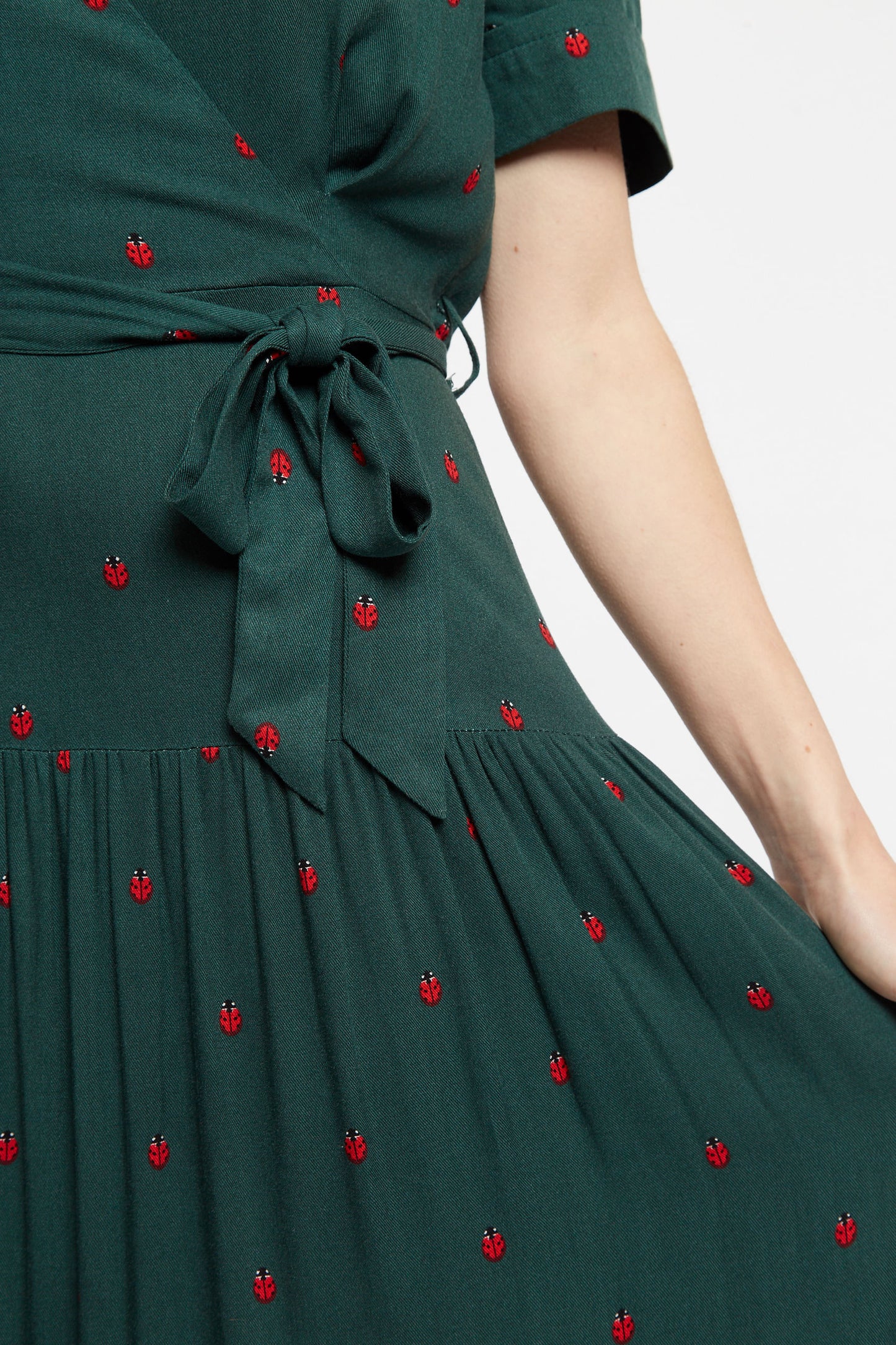 Emin Ladybird Print Tie Midi Dress