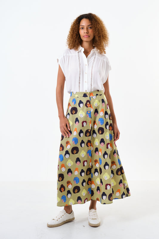 Hestia Besties Print Midi Skirt