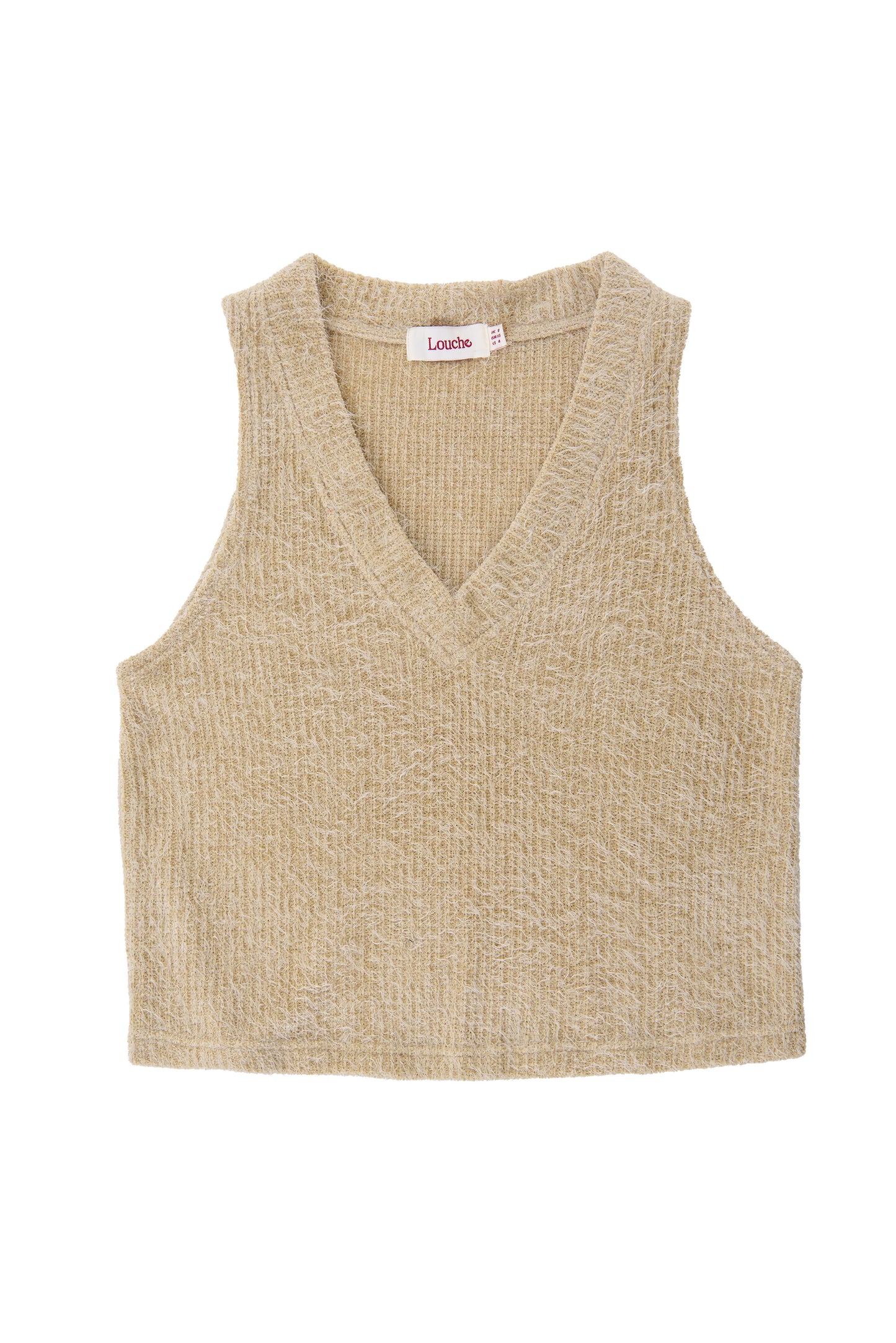 Isaac Eyelash V-Neck Tank Top - Beige