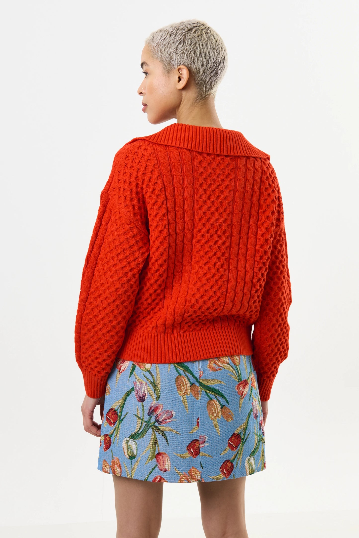 Jamie Cable Collar Jumper - Red