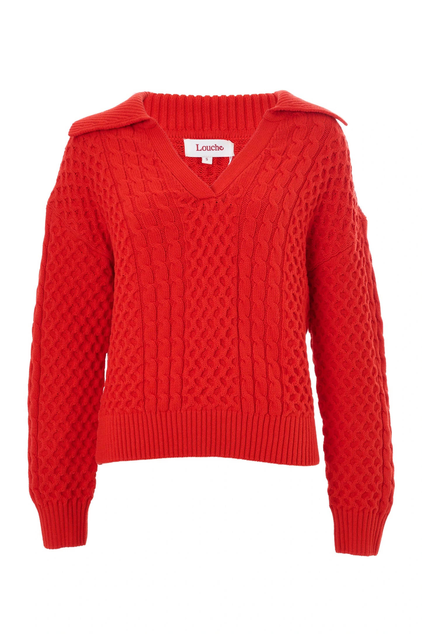 Jamie Cable Collar Jumper - Red