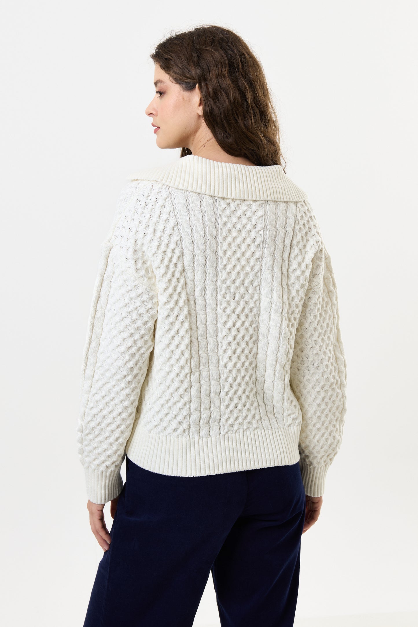 Jamie Cable Collar Jumper - Off White