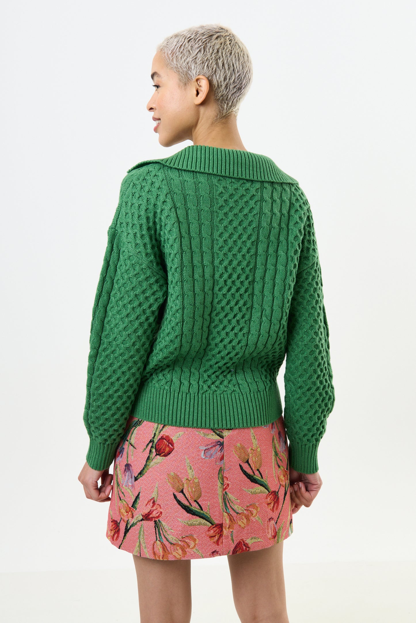 Jamie Cable Collar Jumper - Green