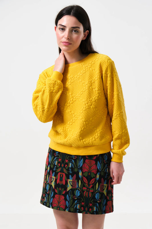 Jan Cable Quilt Sweatshirt - Mustard