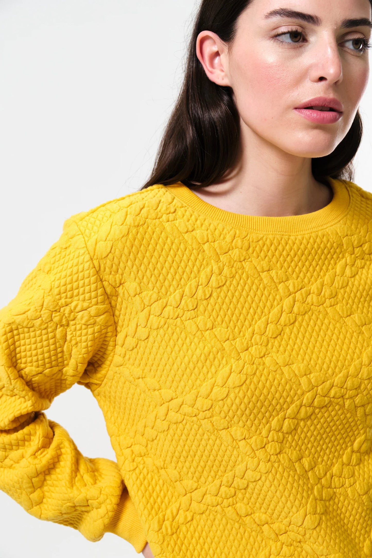 Jan Cable Quilt Sweatshirt - Mustard