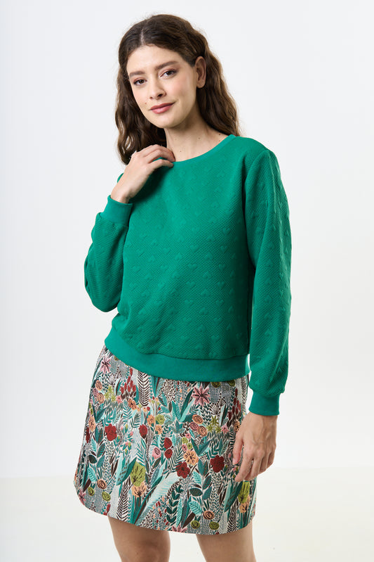 Jan Heartfelt Quilted Sweatshirt - Green