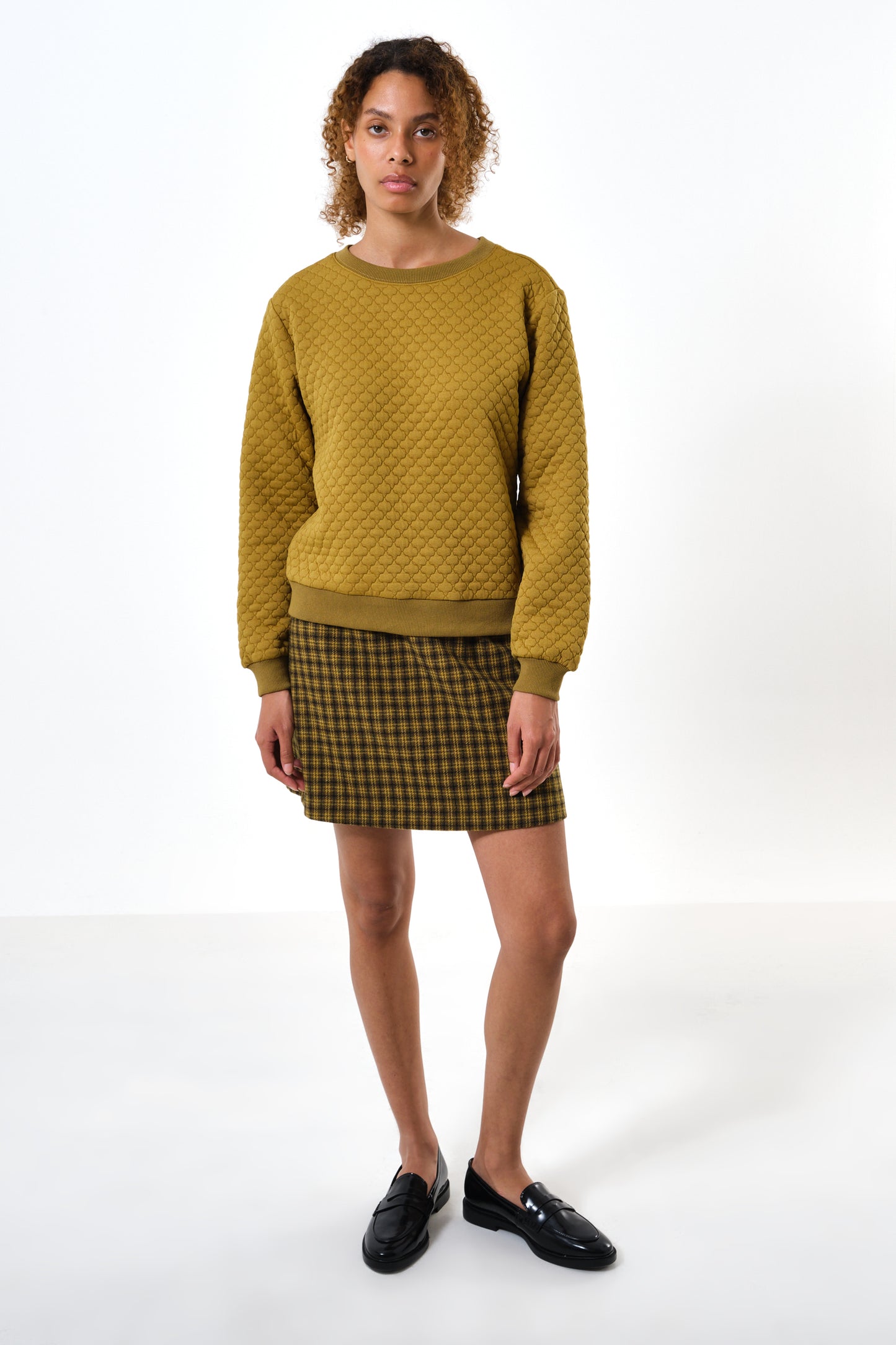 Jan Tile Quilted Sweatshirt - Dark Mustard