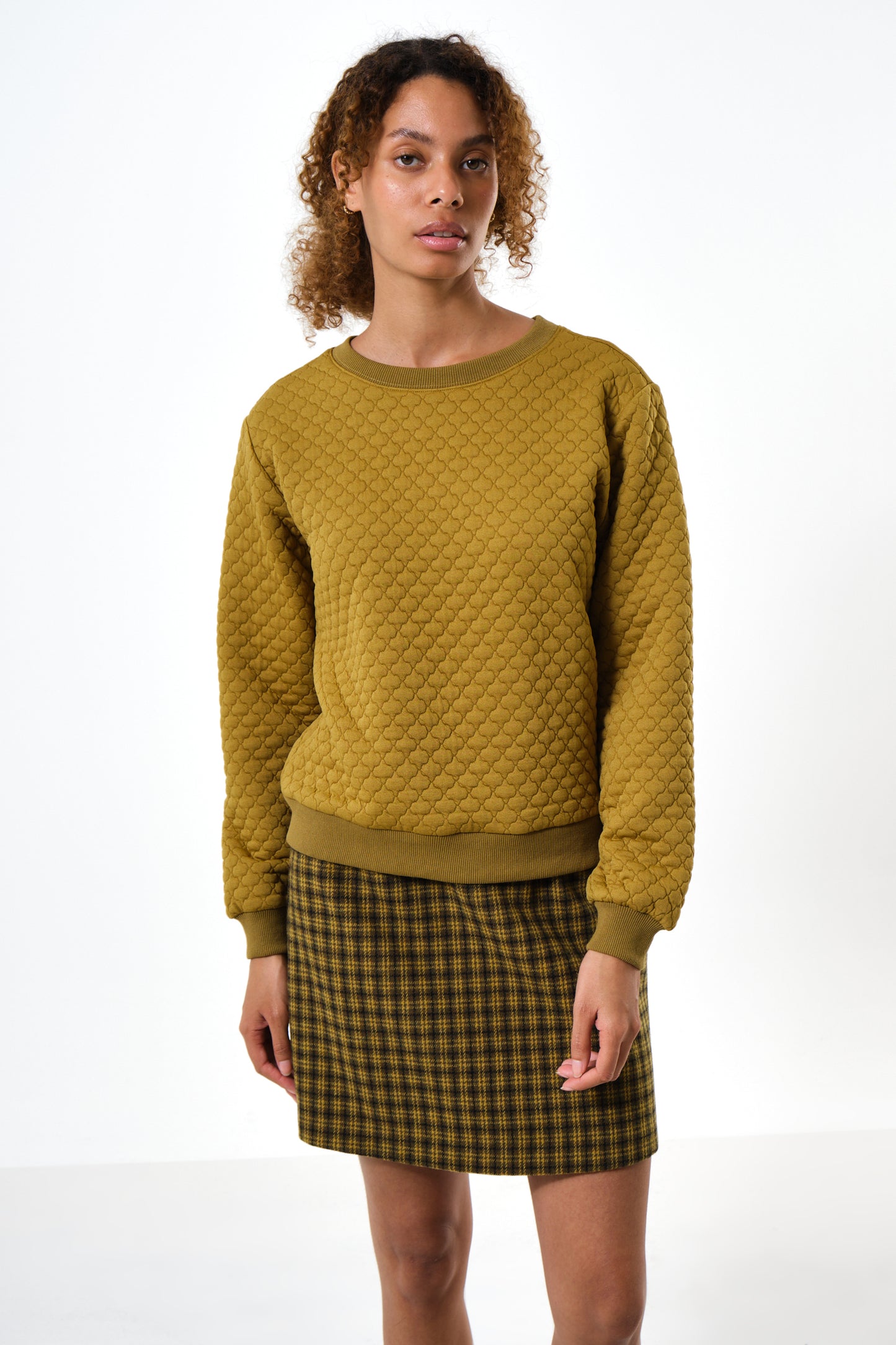 Jan Tile Quilted Sweatshirt - Dark Mustard