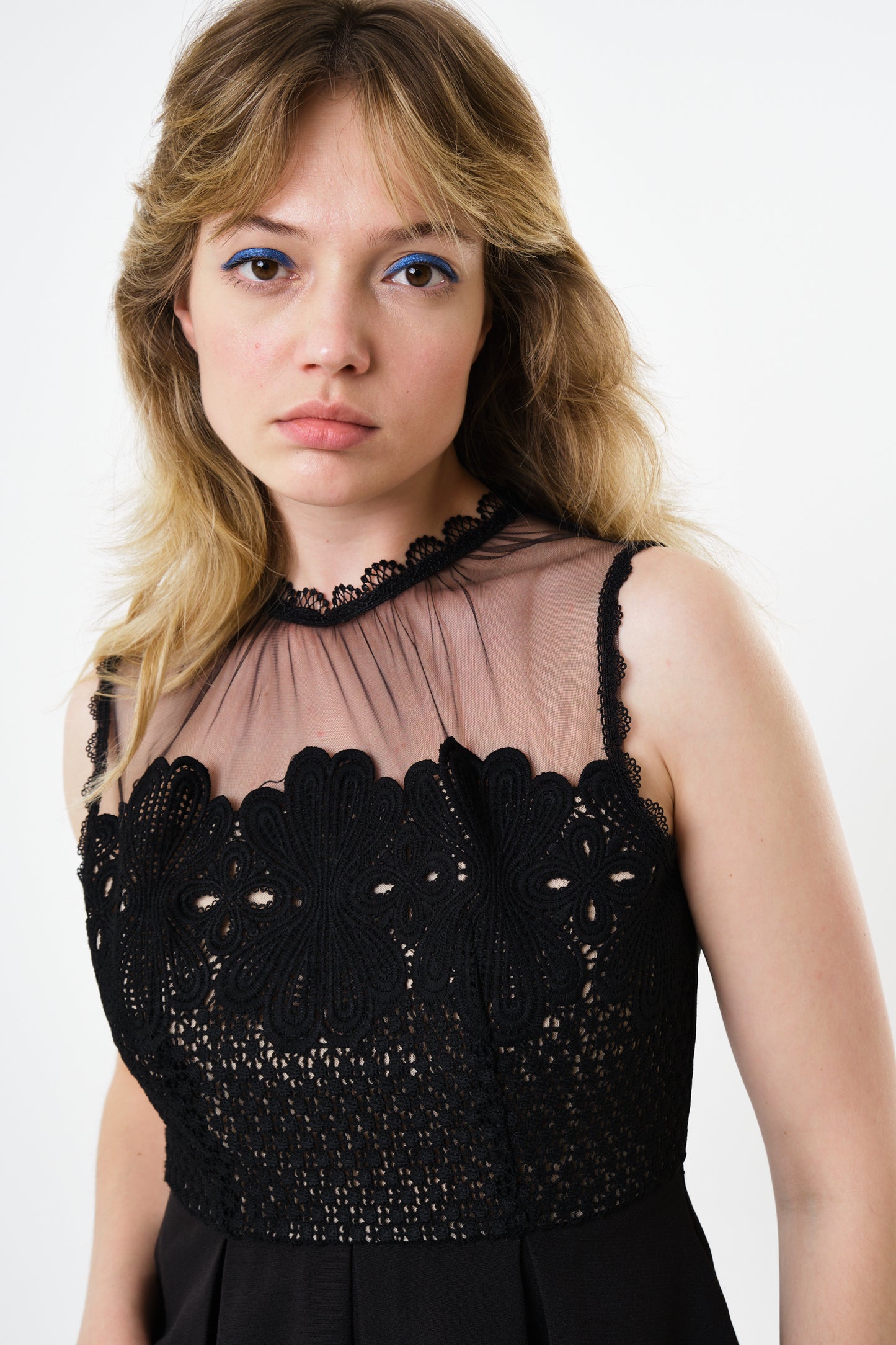 Lenore Black Lace Bodice Mini Dress