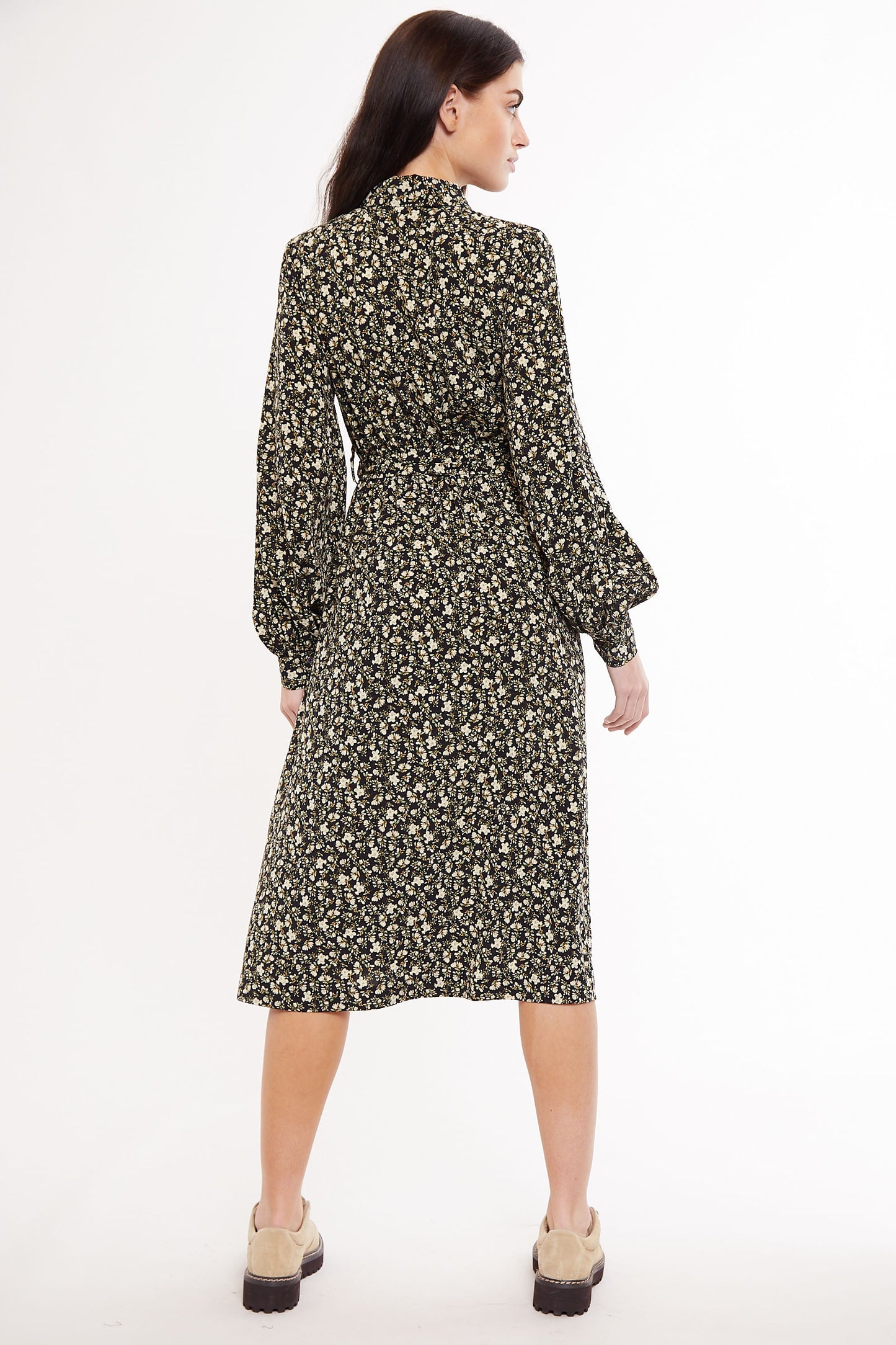 Leonie Winter Garden Print Long Sleeved Midi Shirt Dress